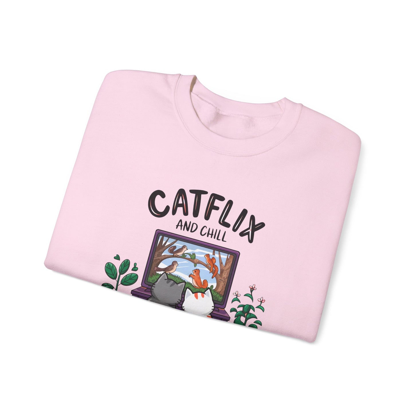 Catflix And Chill Crewneck Sweatshirt