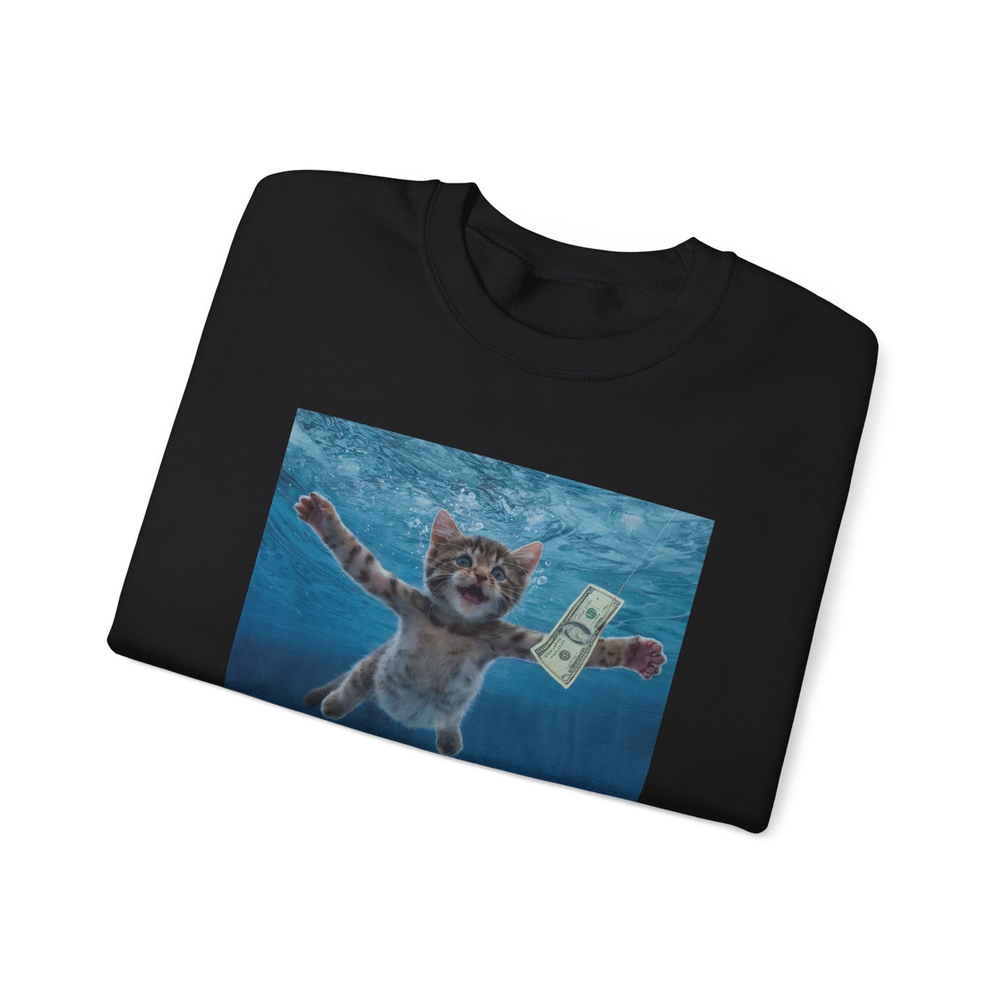 Purrvana Nevermeow Album Cover Crewneck Sweatshirt