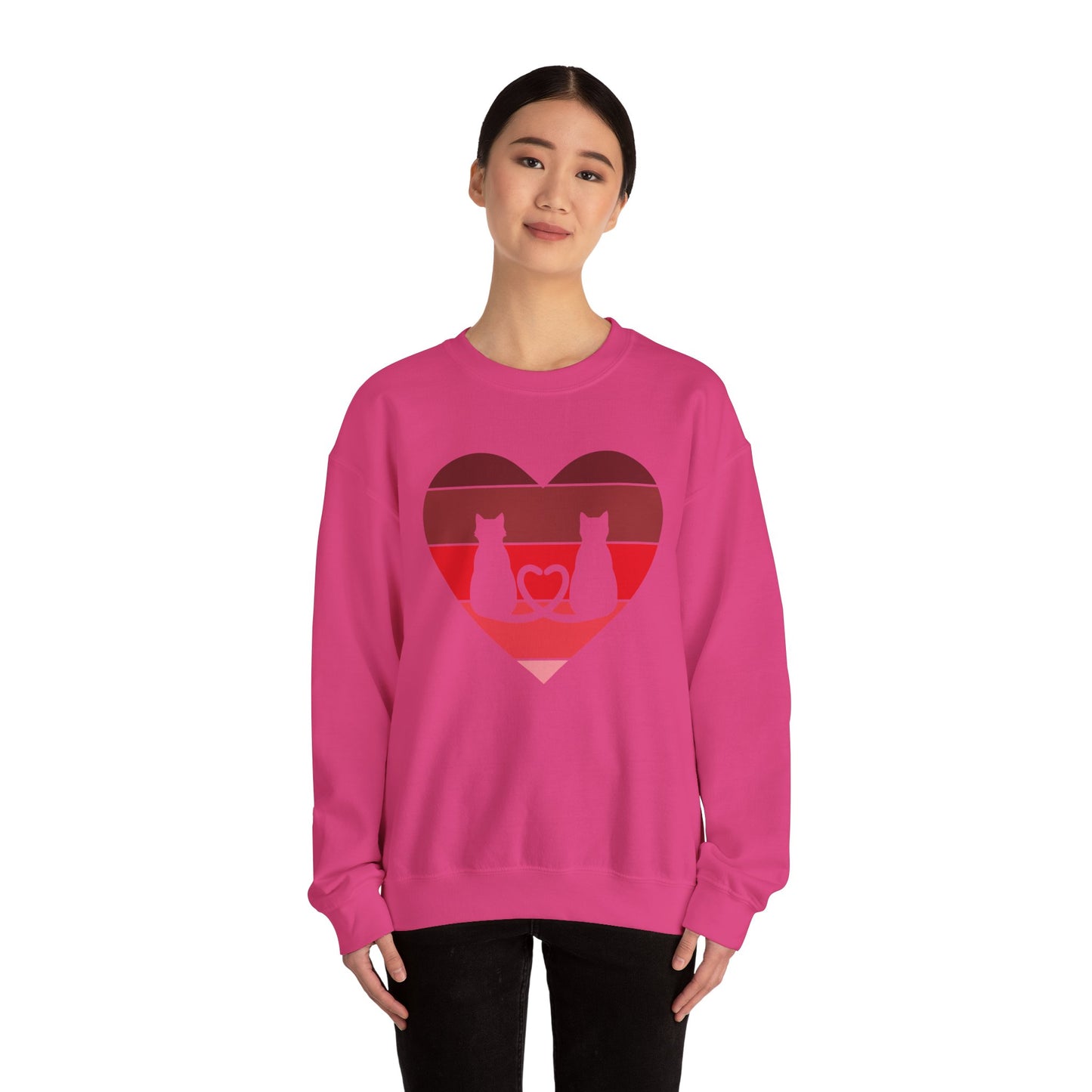 Cat Tail Love Retro Heart Crewneck Sweatshirt