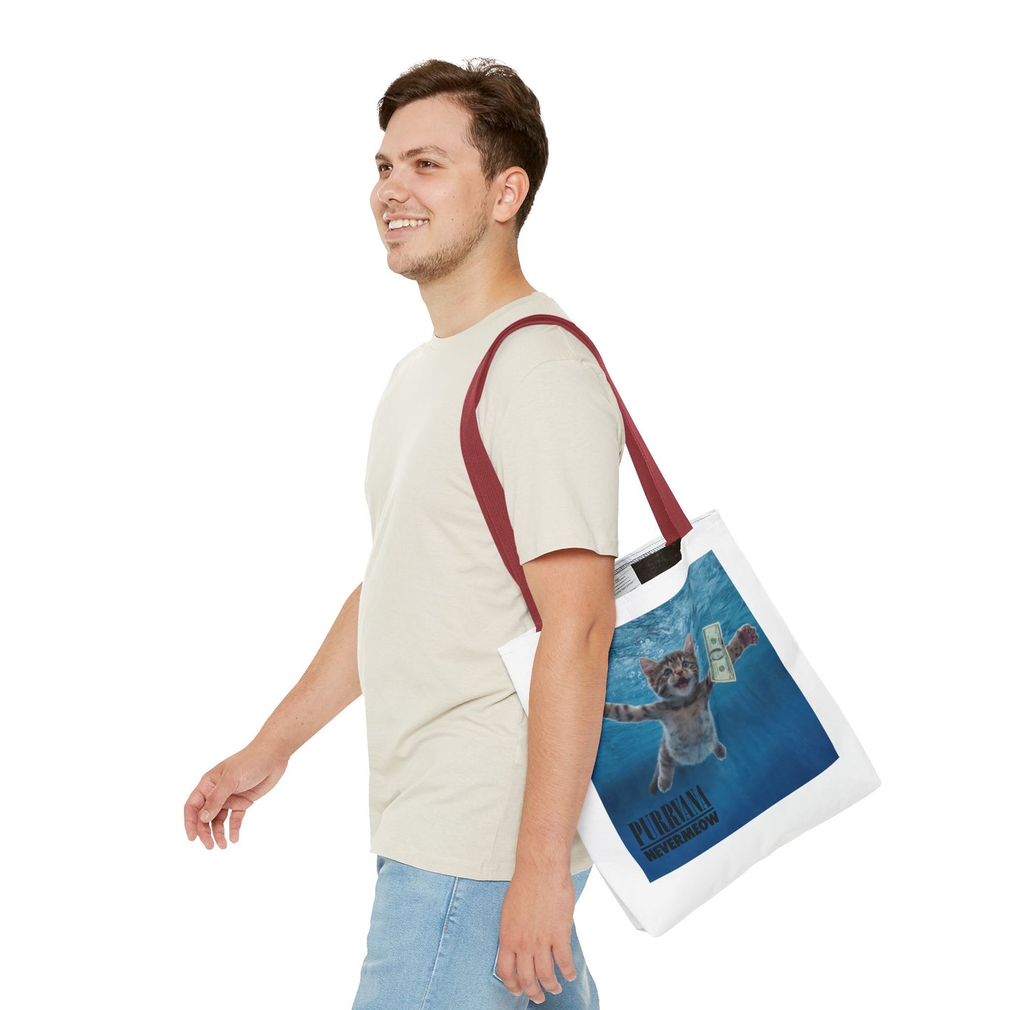 Purrvana Nevermeow Album Cover Tote Bag