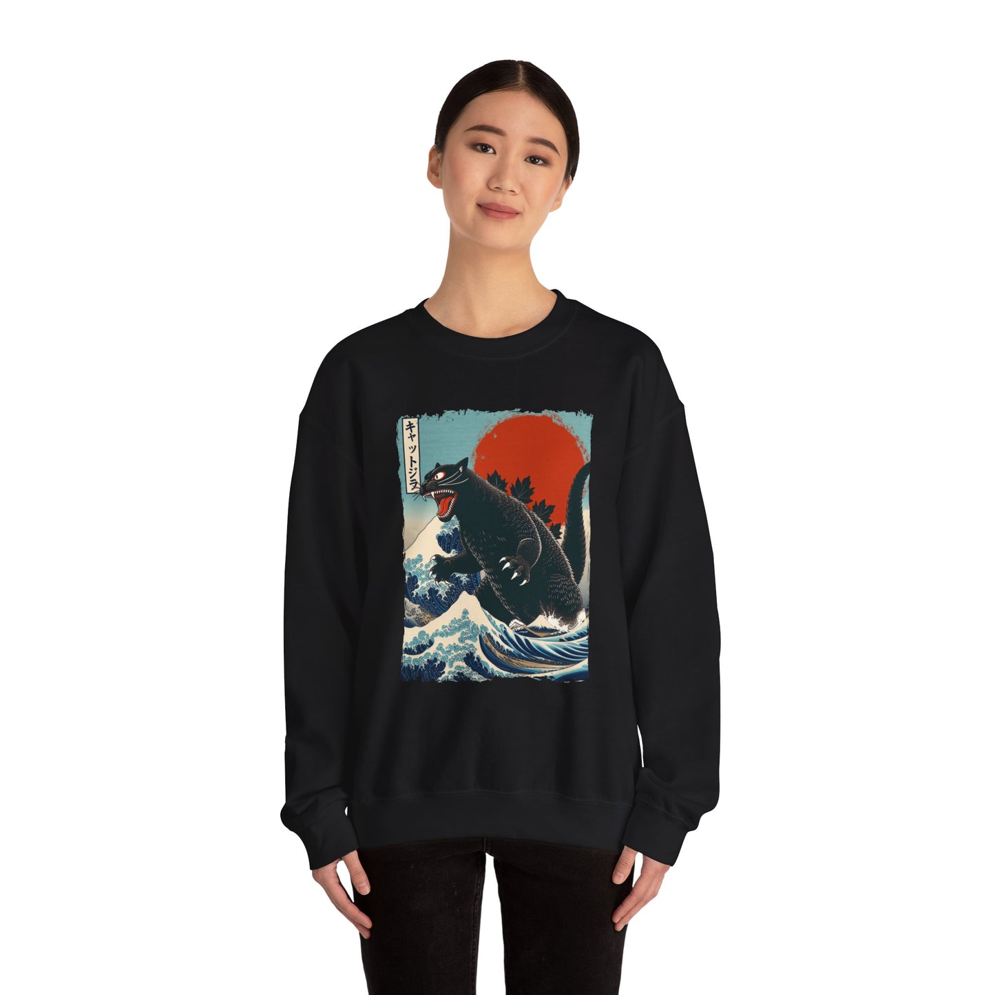 Catzilla Japanese Art Crewneck Sweatshirt