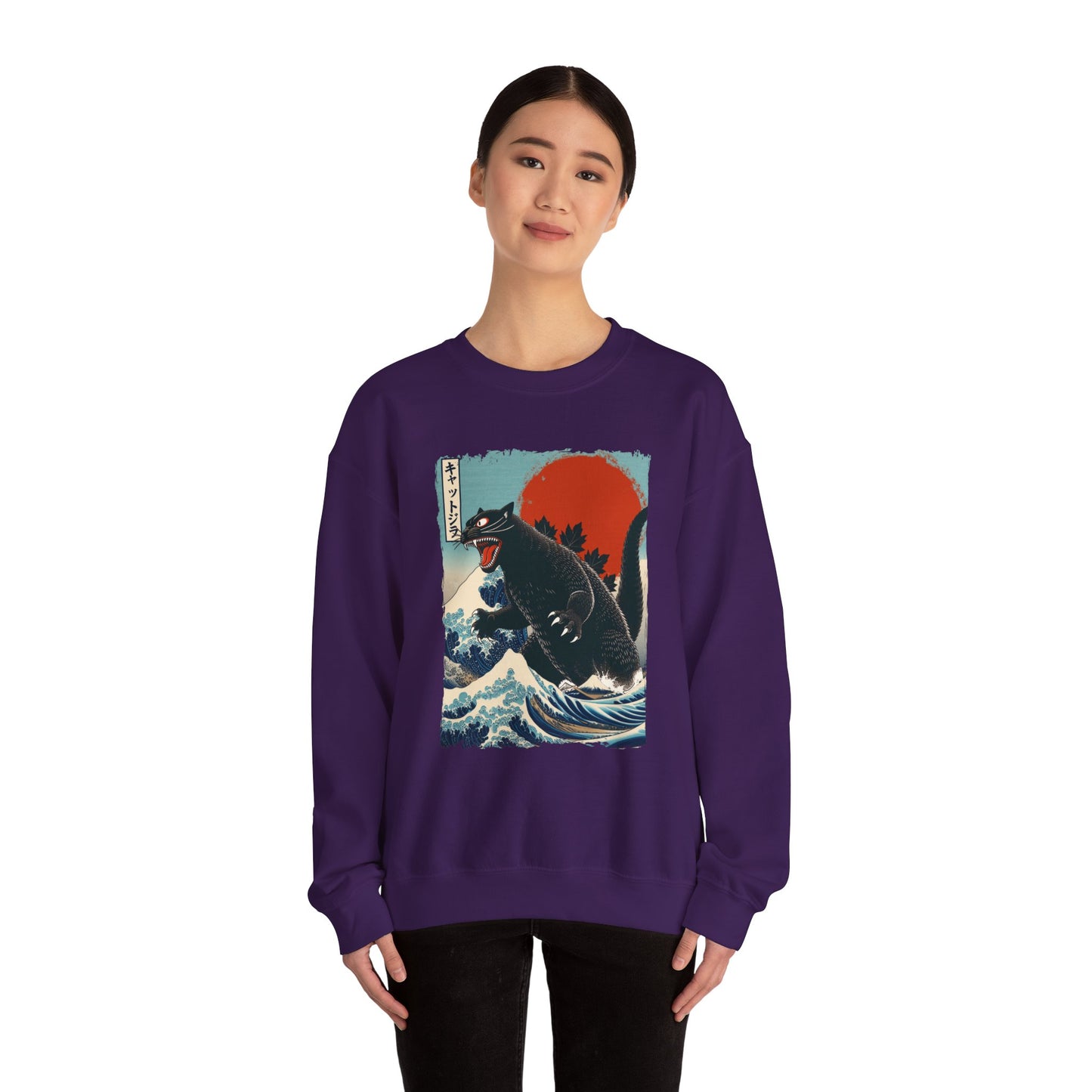 Catzilla Japanese Art Crewneck Sweatshirt