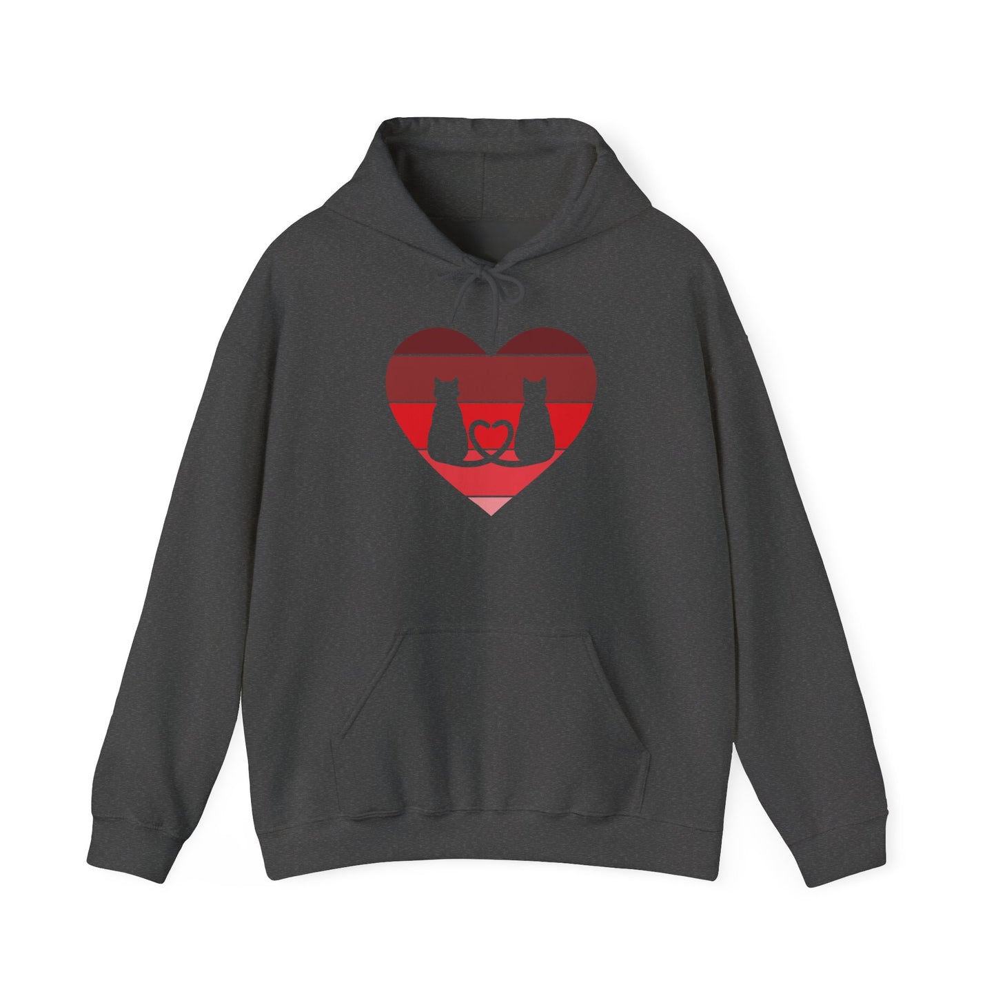 Cat Tail Love Retro Heart Hoodie Sweatshirt