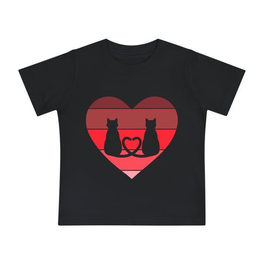 Cat Tail Love Retro Heart Baby Short Sleeve T-Shirt