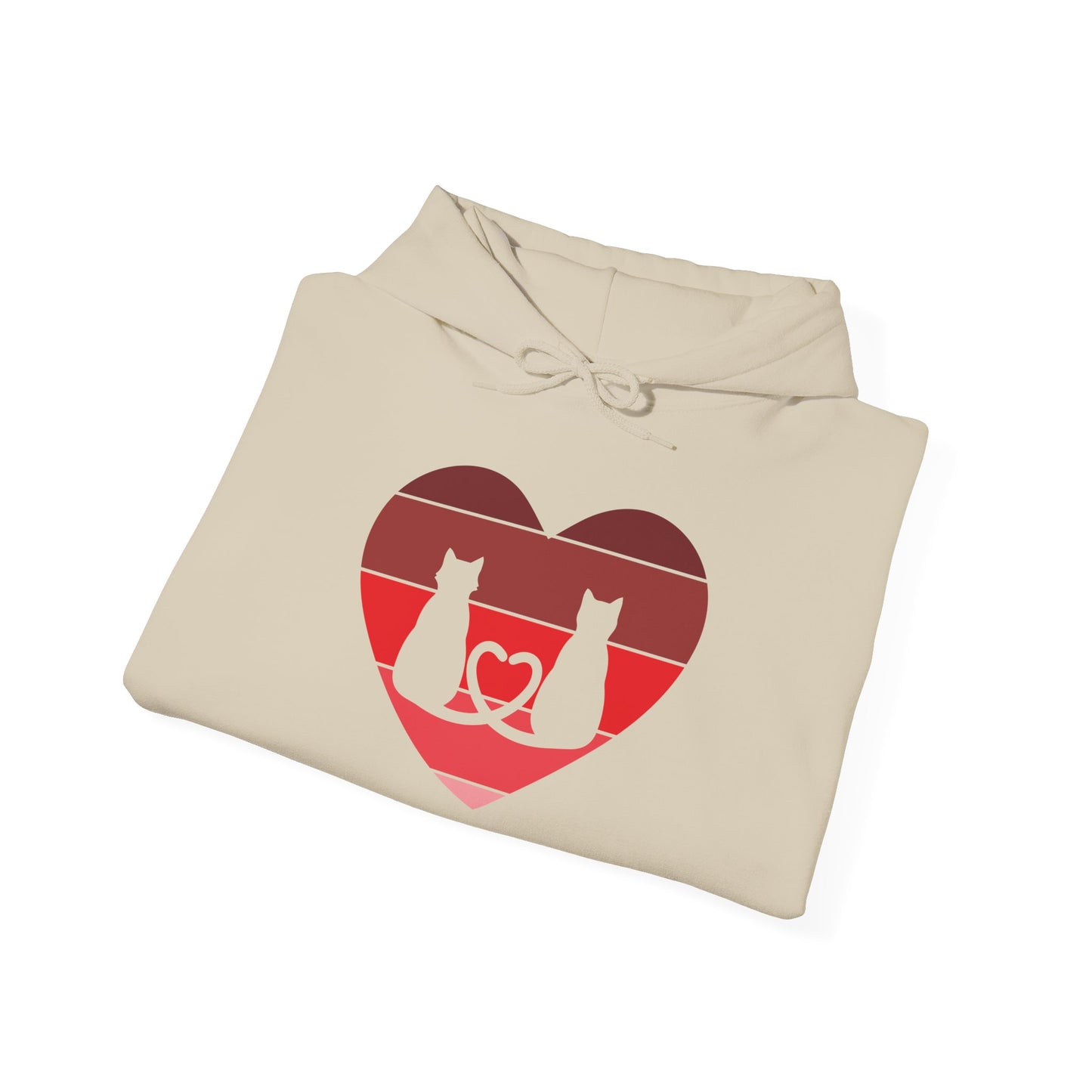 Cat Tail Love Retro Heart Hoodie Sweatshirt
