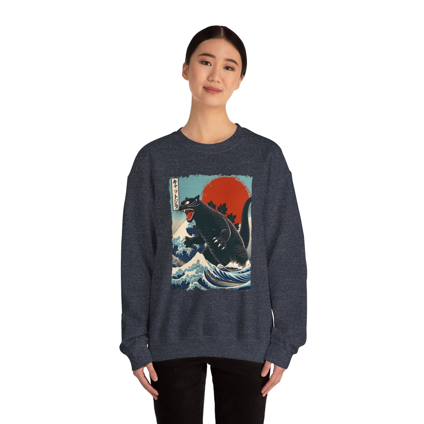 Catzilla Japanese Art Crewneck Sweatshirt