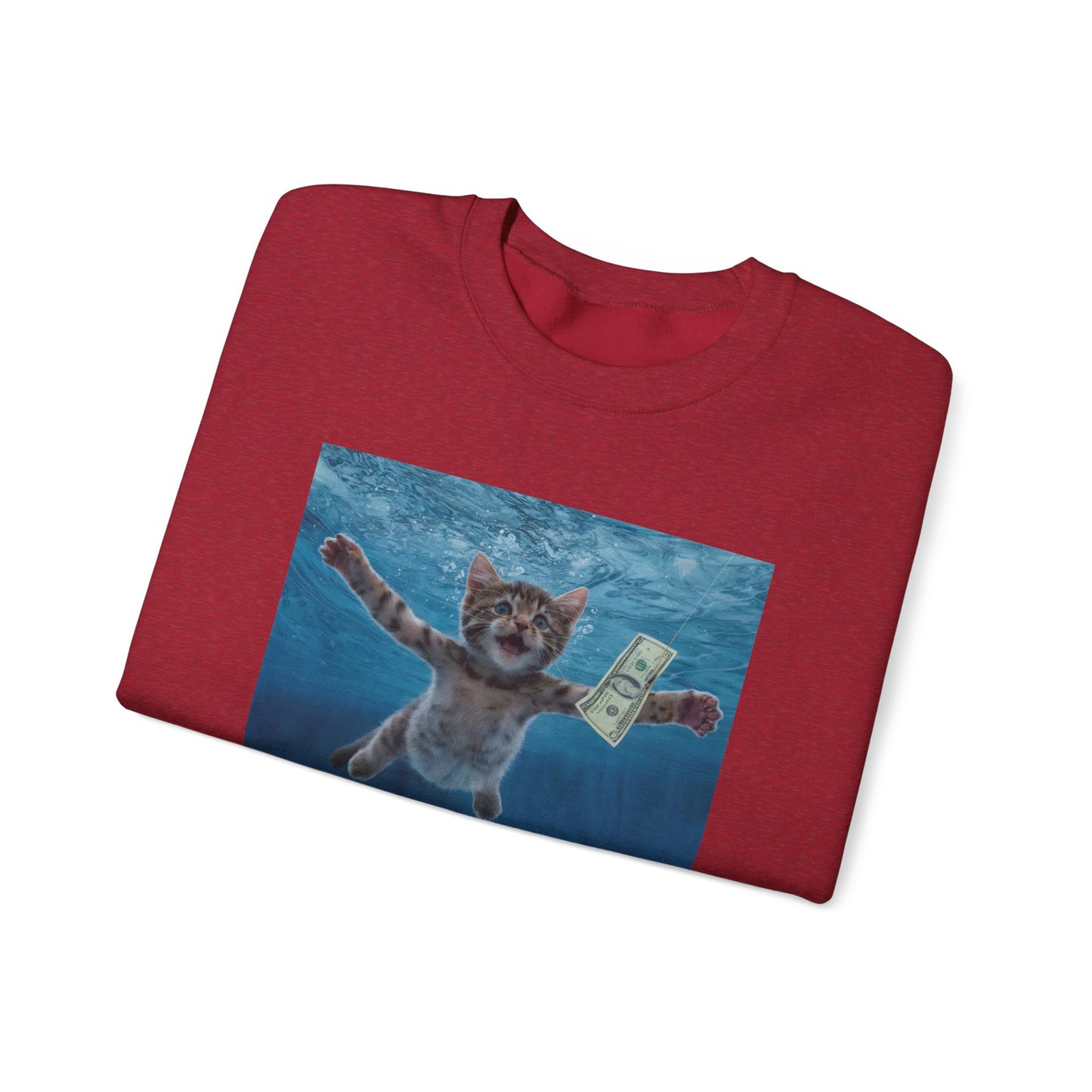 Purrvana Nevermeow Album Cover Crewneck Sweatshirt