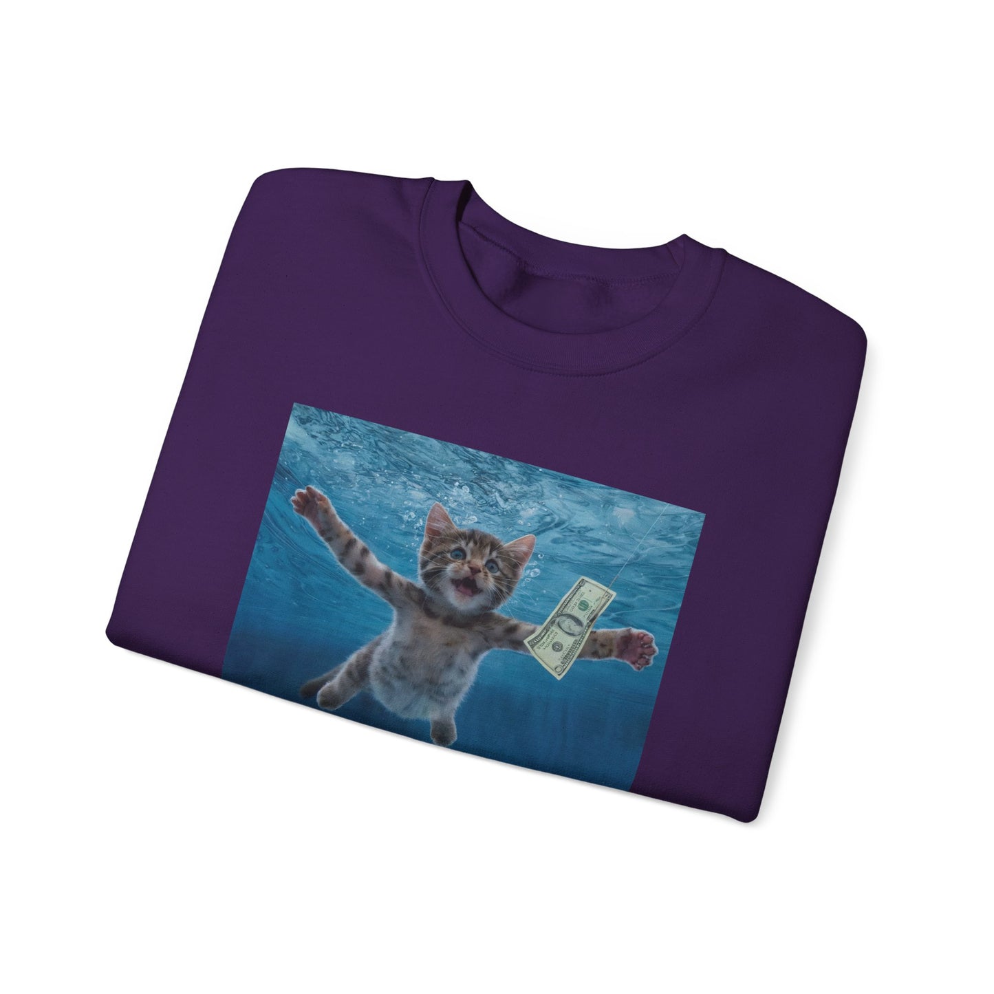 Purrvana Nevermeow Album Cover Crewneck Sweatshirt