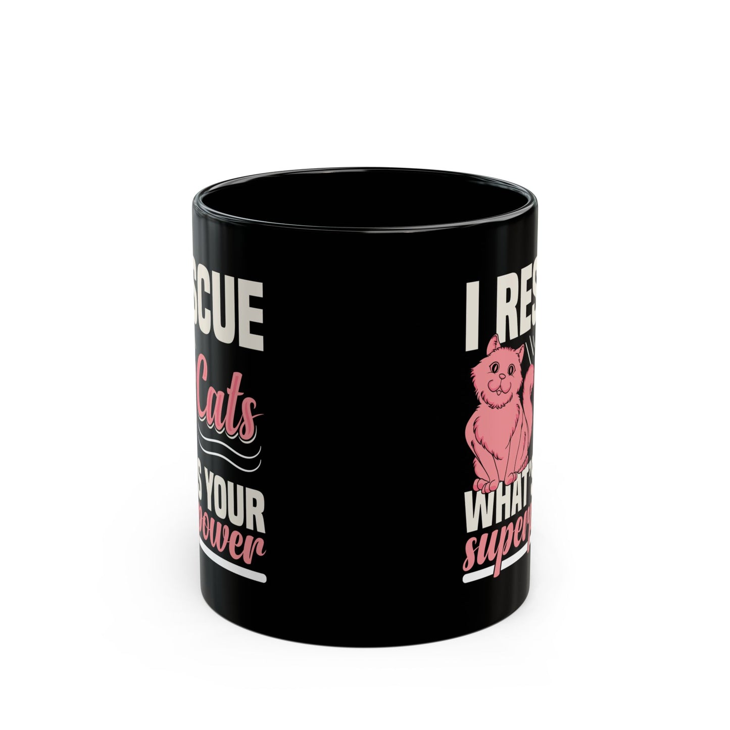 Rescue Superpower Cat Black Coffee Mug