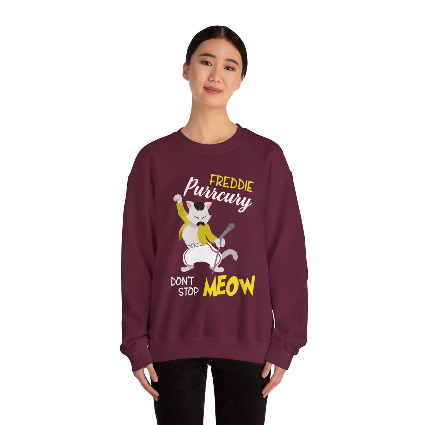 Freddie Purrcury Don’t Stop Meow Crewneck Sweatshirt