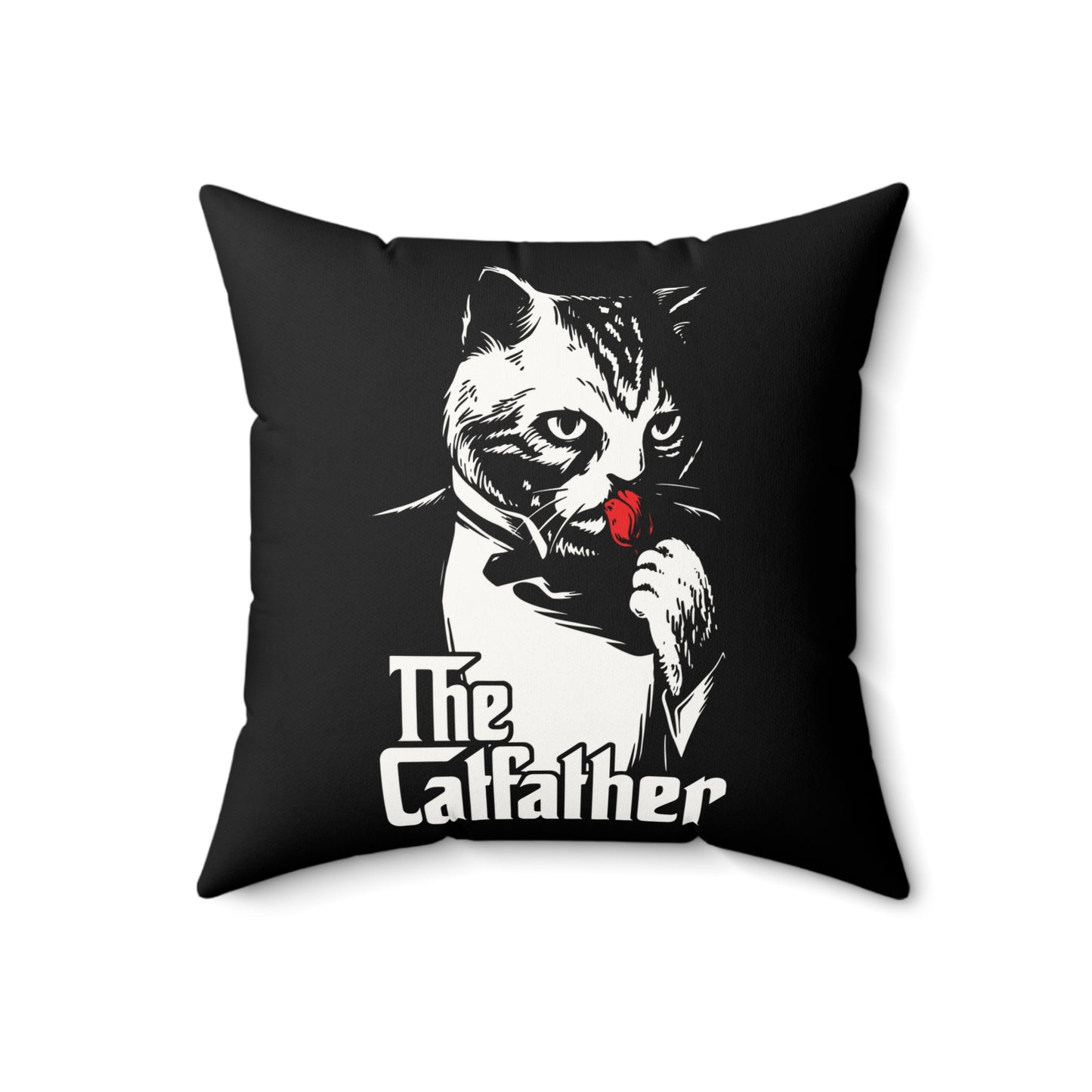 The Catfather Faux Suede Square Pillow