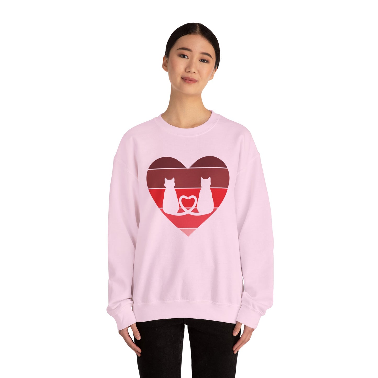 Cat Tail Love Retro Heart Crewneck Sweatshirt