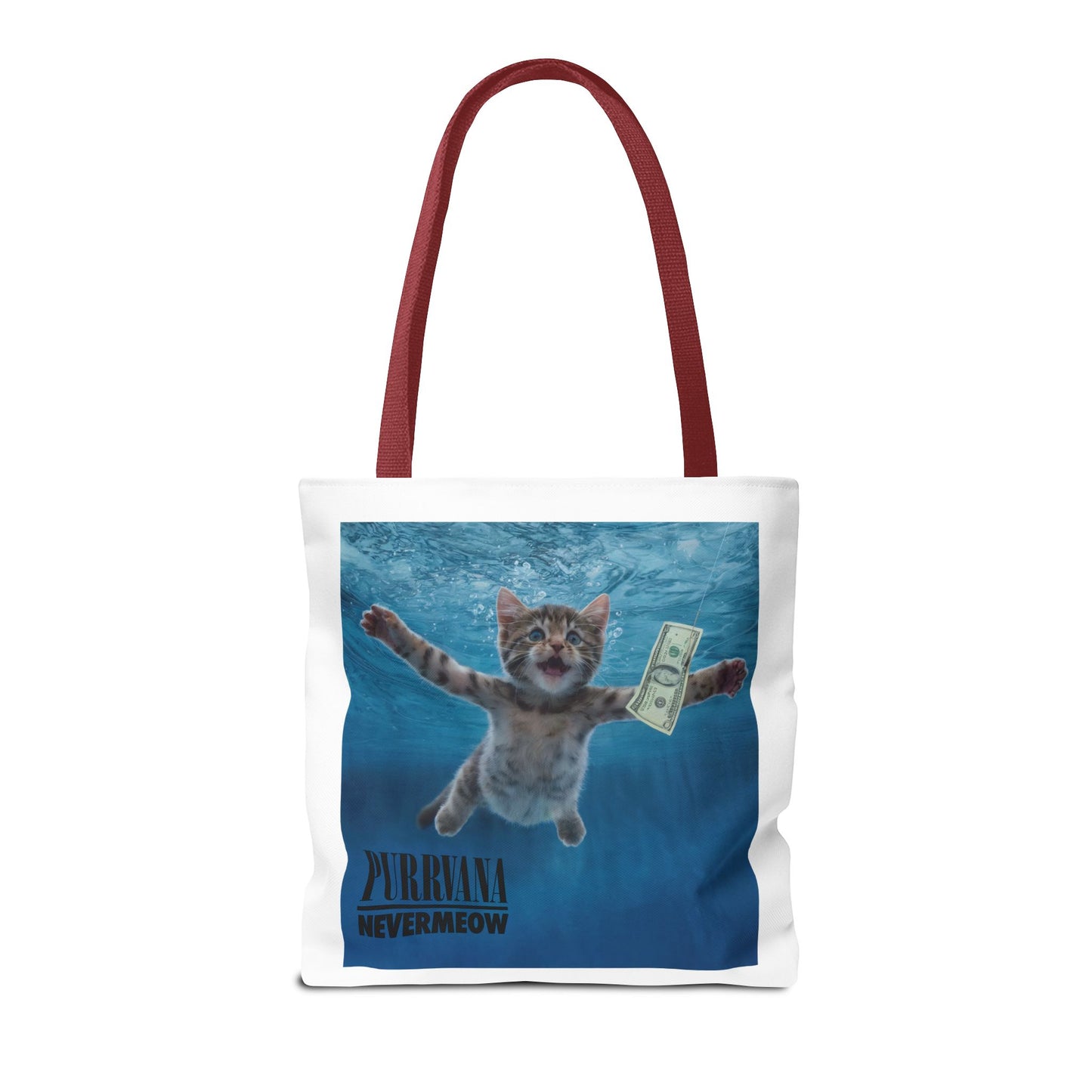 Purrvana Nevermeow Album Cover Tote Bag
