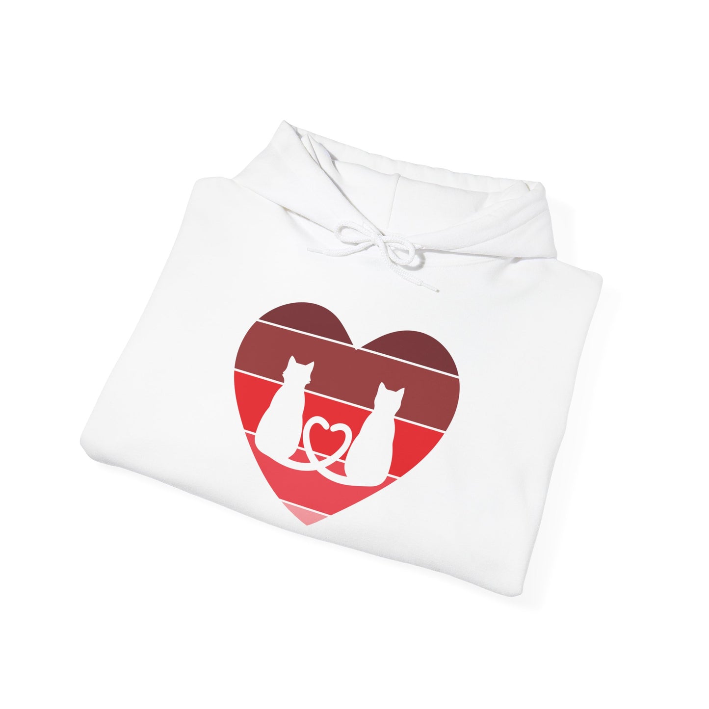 Cat Tail Love Retro Heart Hoodie Sweatshirt