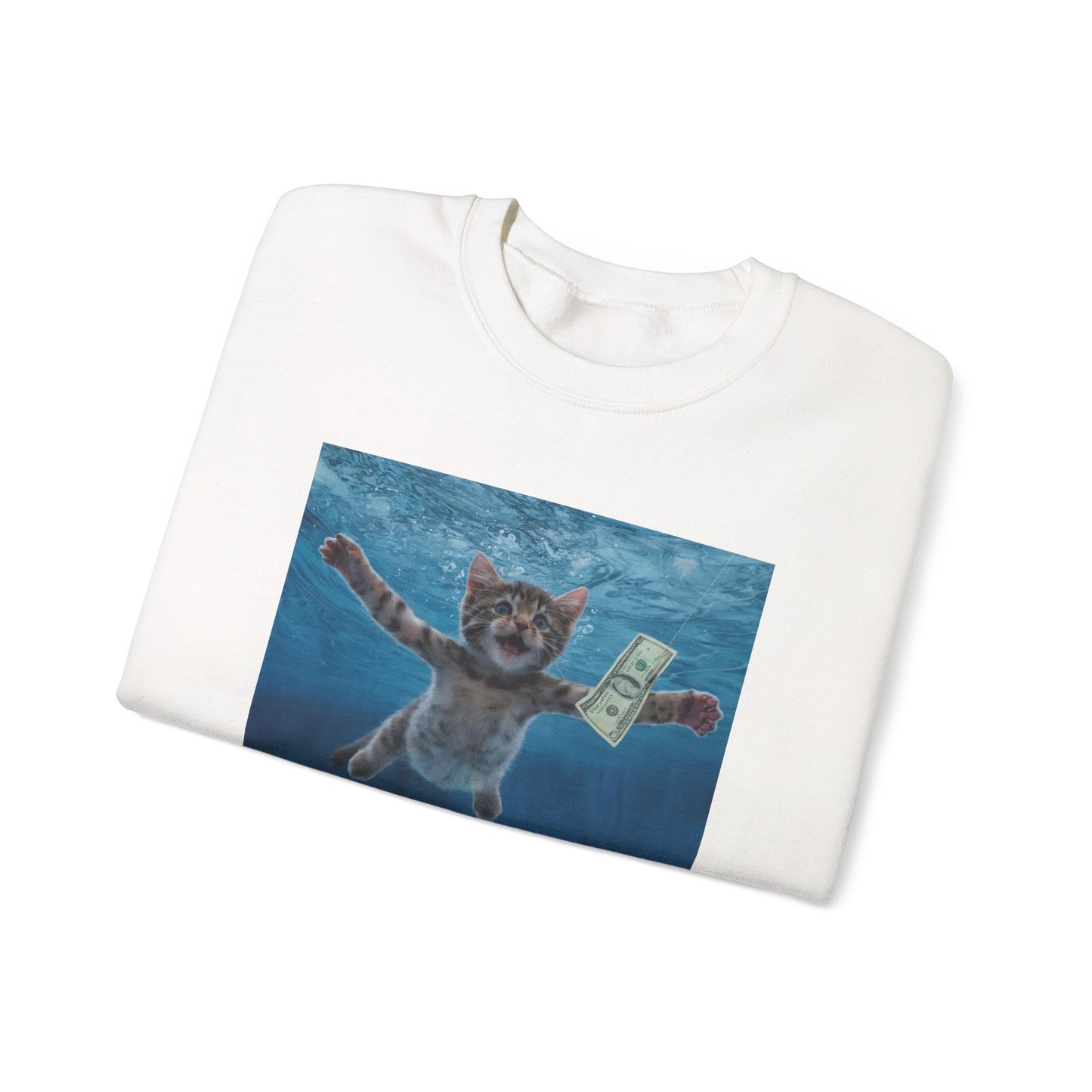 Purrvana Nevermeow Album Cover Crewneck Sweatshirt