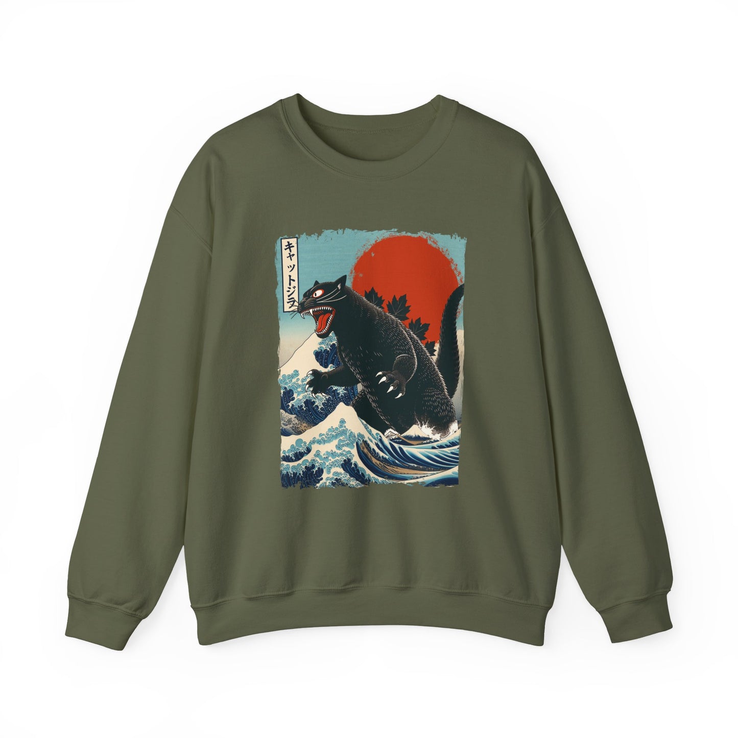 Catzilla Japanese Art Crewneck Sweatshirt