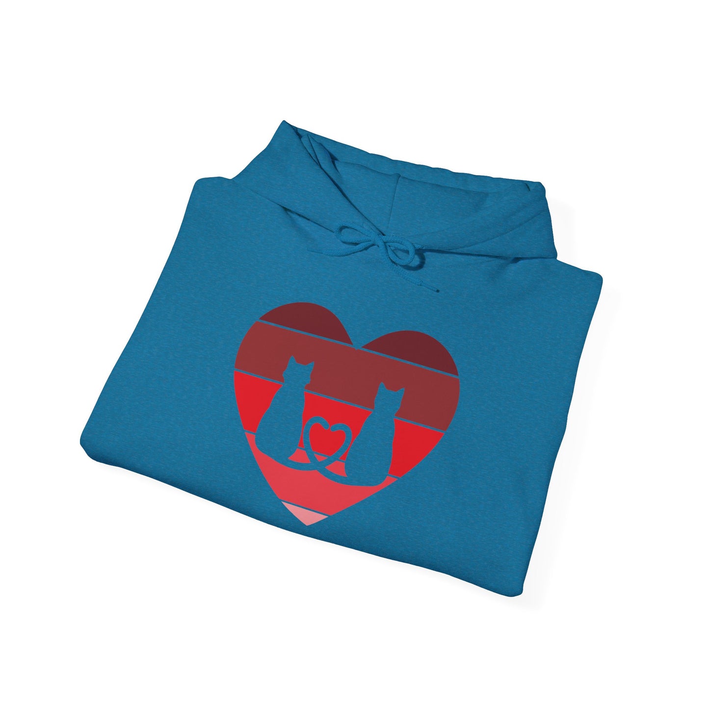 Cat Tail Love Retro Heart Hoodie Sweatshirt