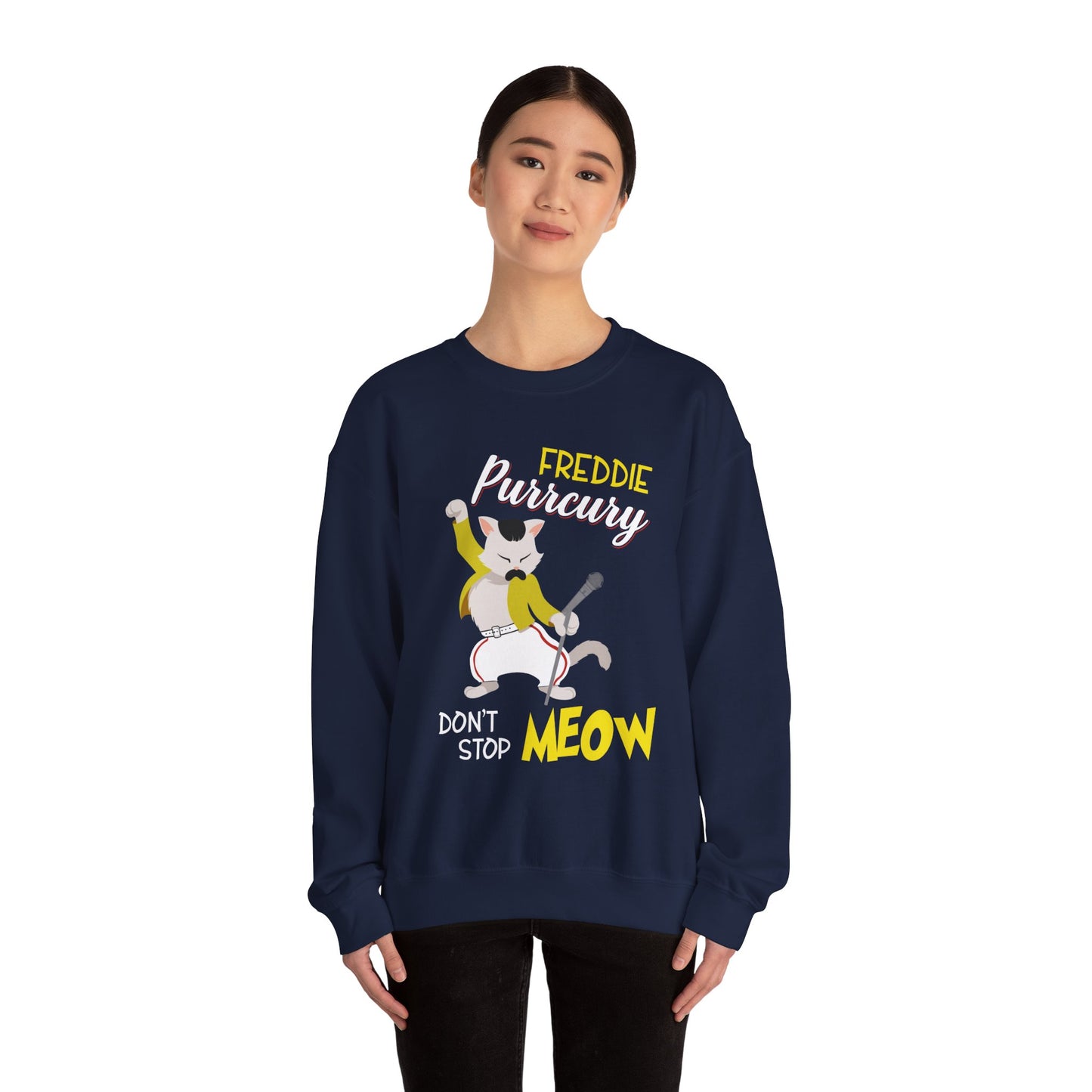 Freddie Purrcury Don’t Stop Meow Crewneck Sweatshirt