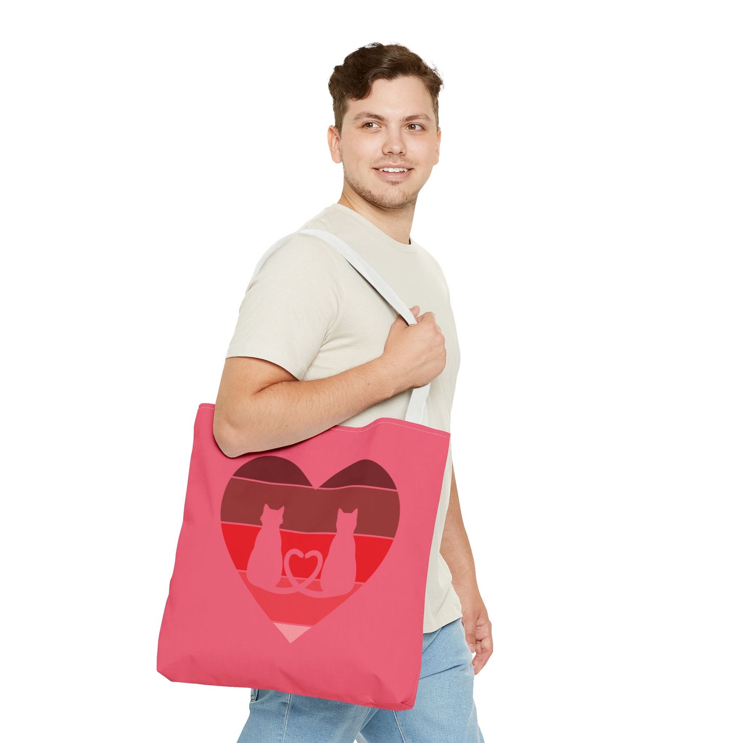 Cat Tail Love Retro Heart Tote Bag