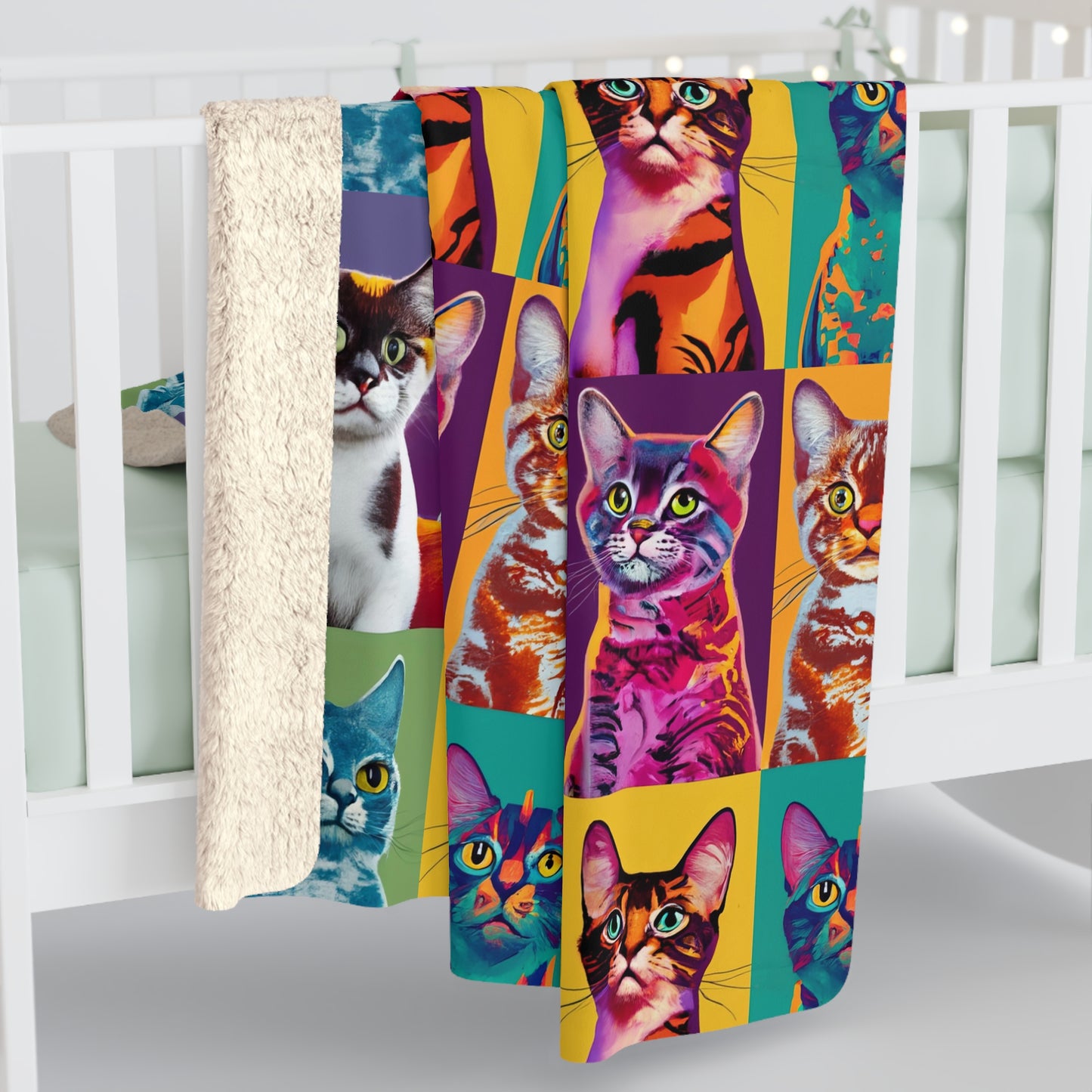 Catty Warhol Sherpa Fleece Blanket