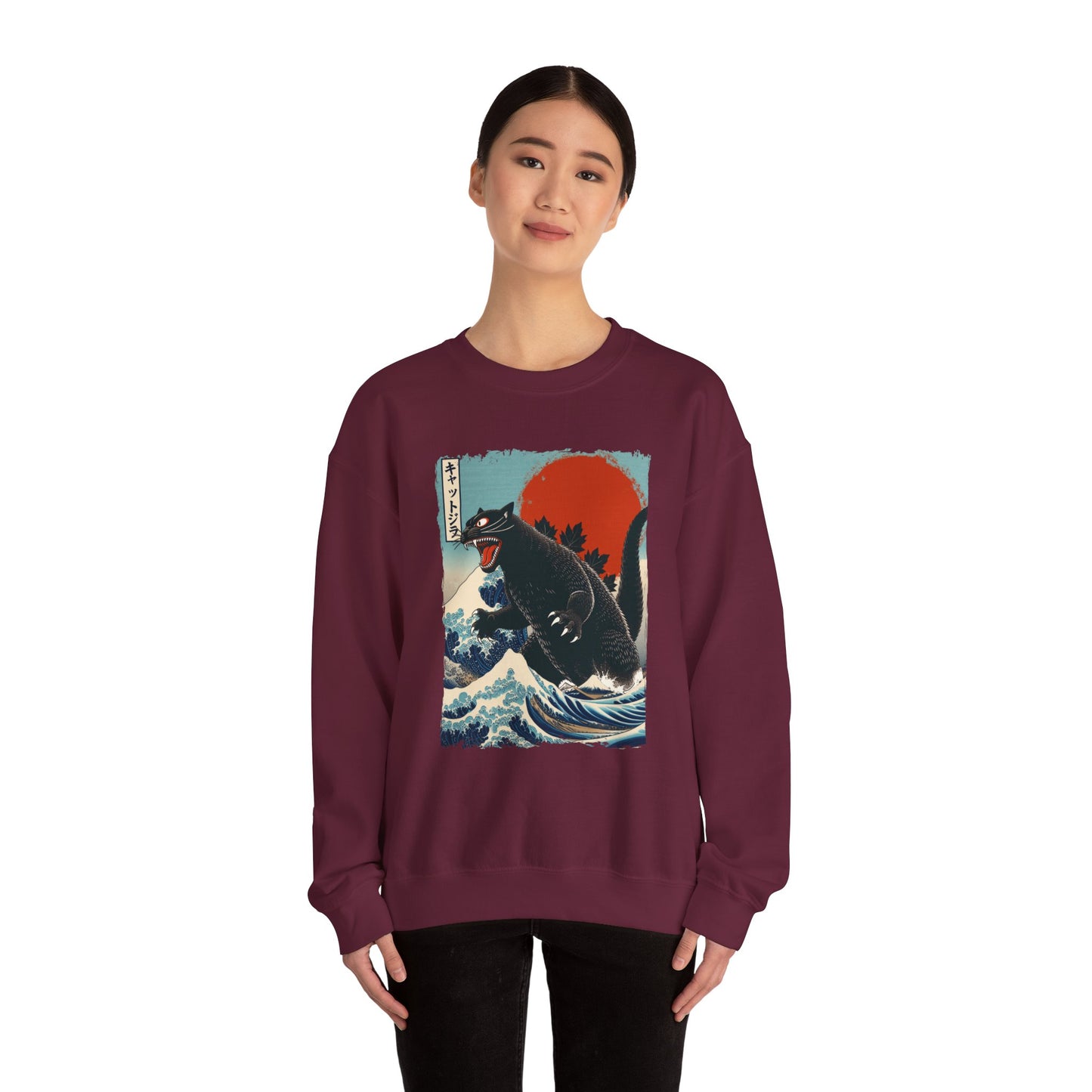 Catzilla Japanese Art Crewneck Sweatshirt