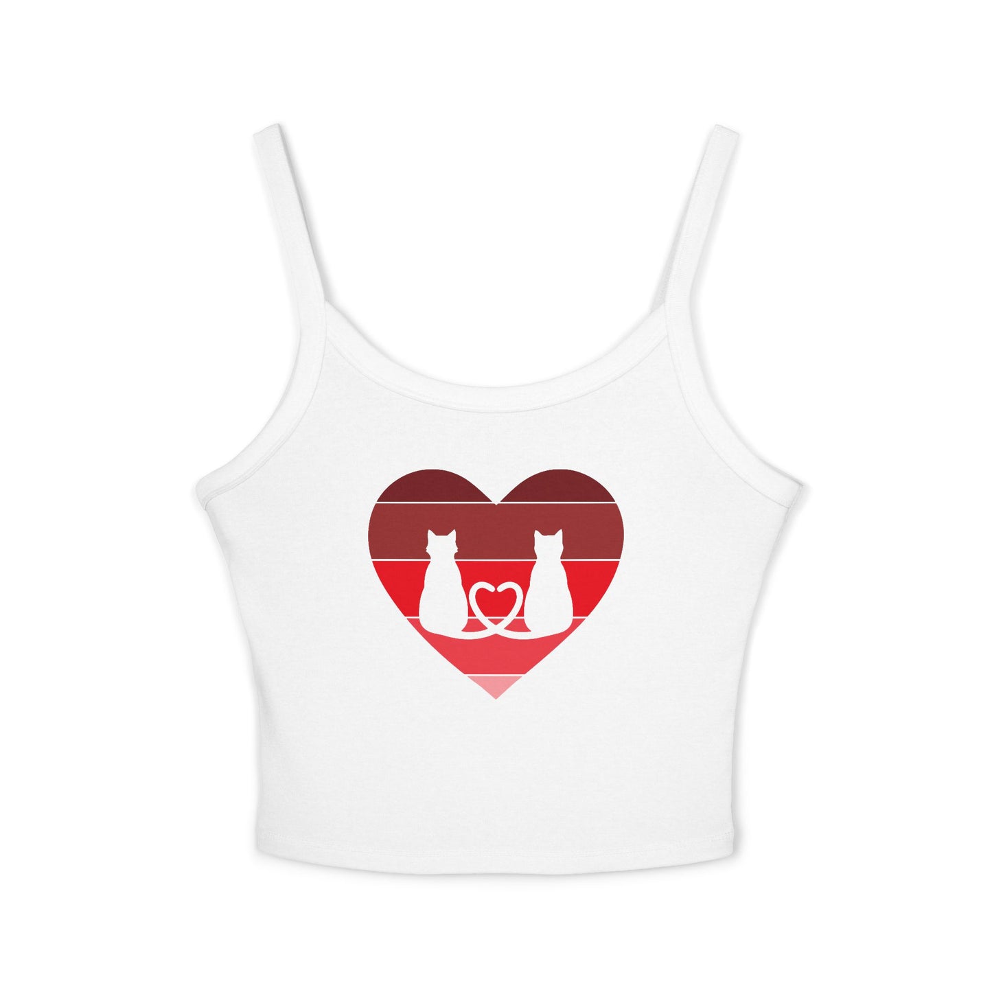 Cat Tail Love Retro Heart Women's Spaghetti Strap Tank Top