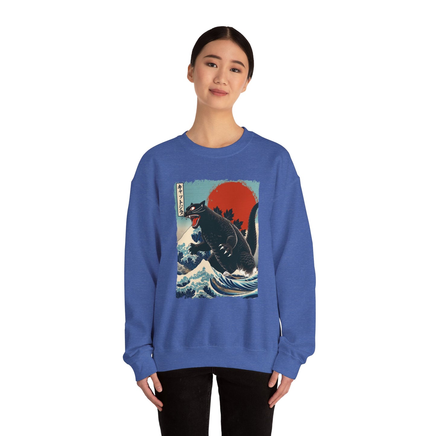 Catzilla Japanese Art Crewneck Sweatshirt