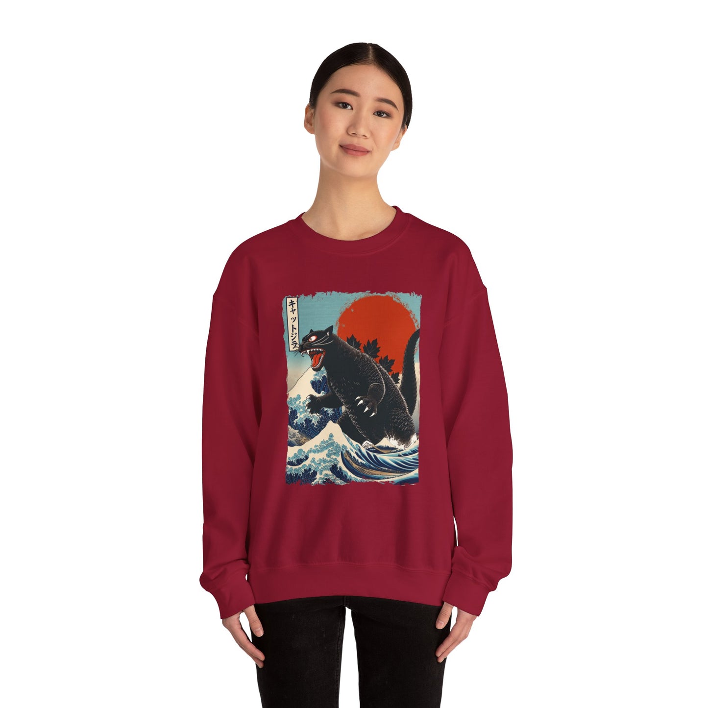 Catzilla Japanese Art Crewneck Sweatshirt