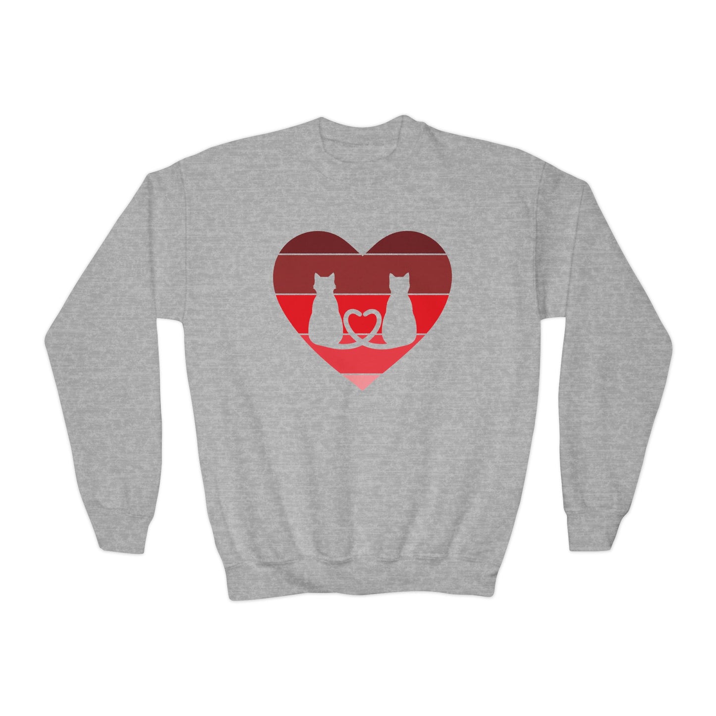 Cat Tail Love Retro Heart Youth Crewneck Sweatshirt