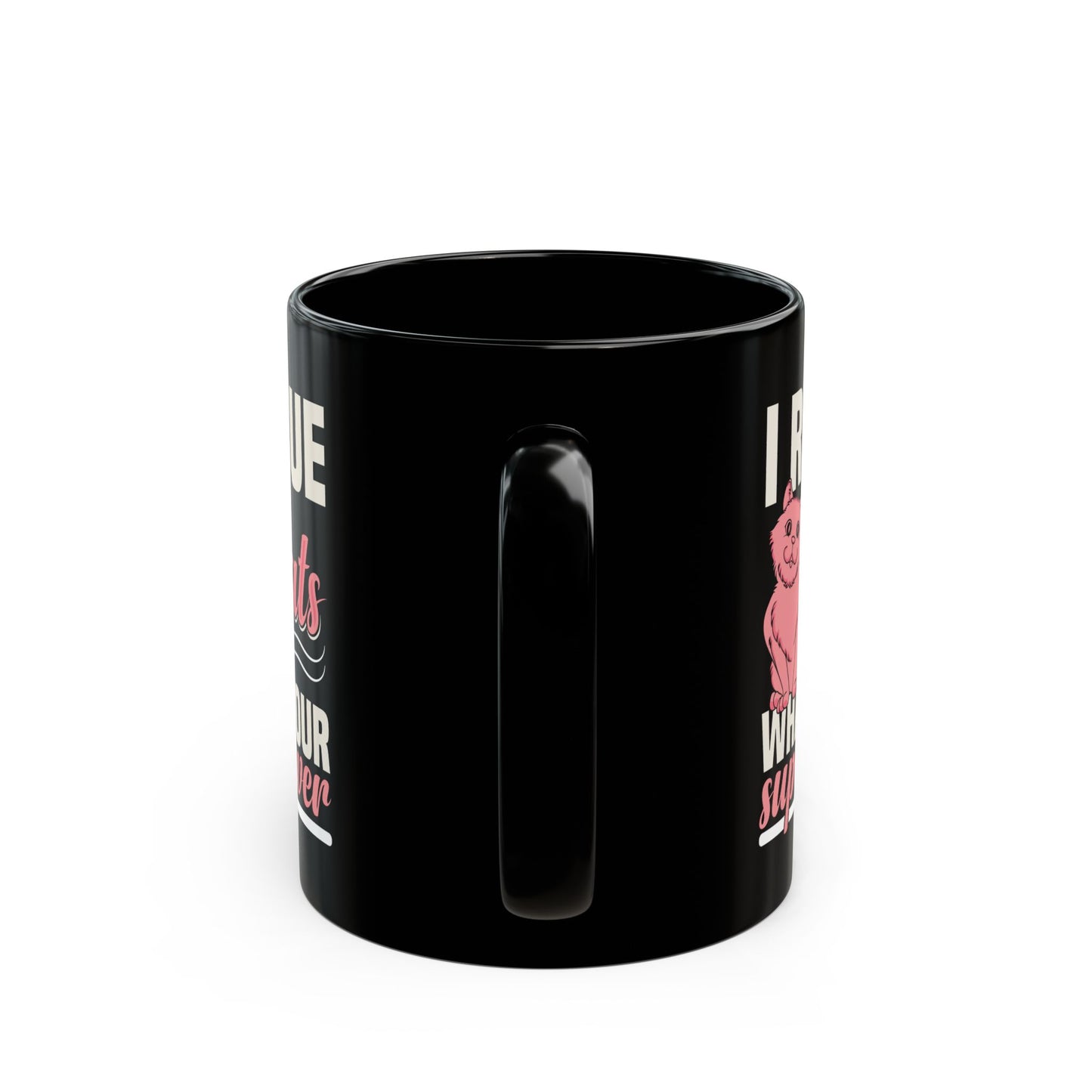 Rescue Superpower Cat Black Coffee Mug