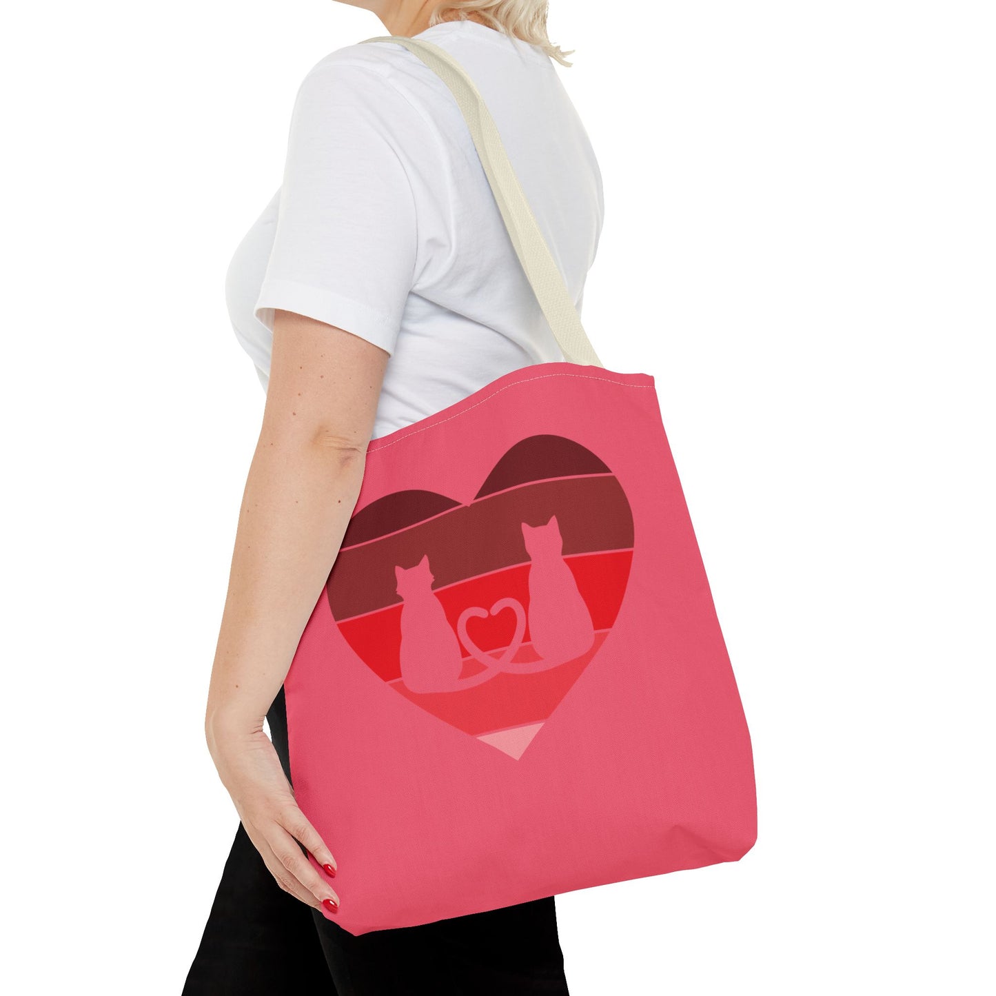 Cat Tail Love Retro Heart Tote Bag
