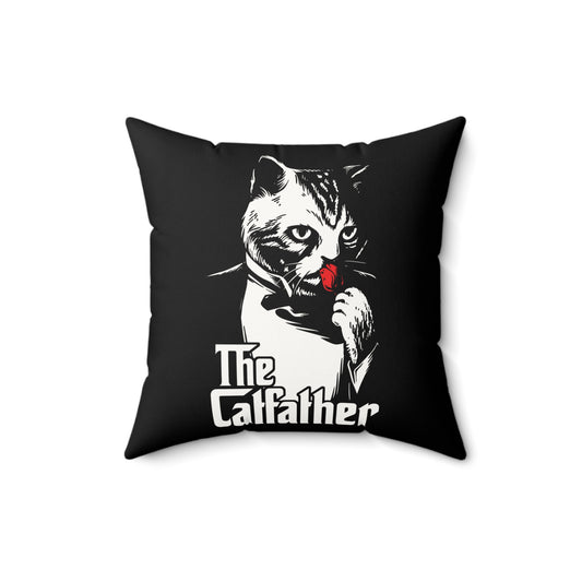 The Catfather Faux Suede Square Pillow