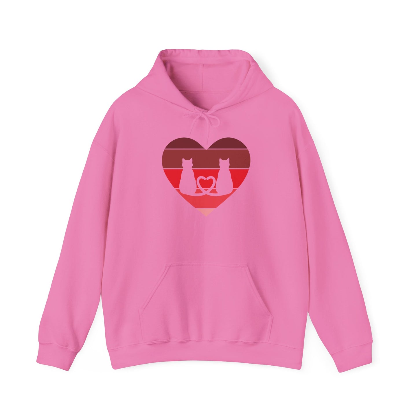 Cat Tail Love Retro Heart Hoodie Sweatshirt