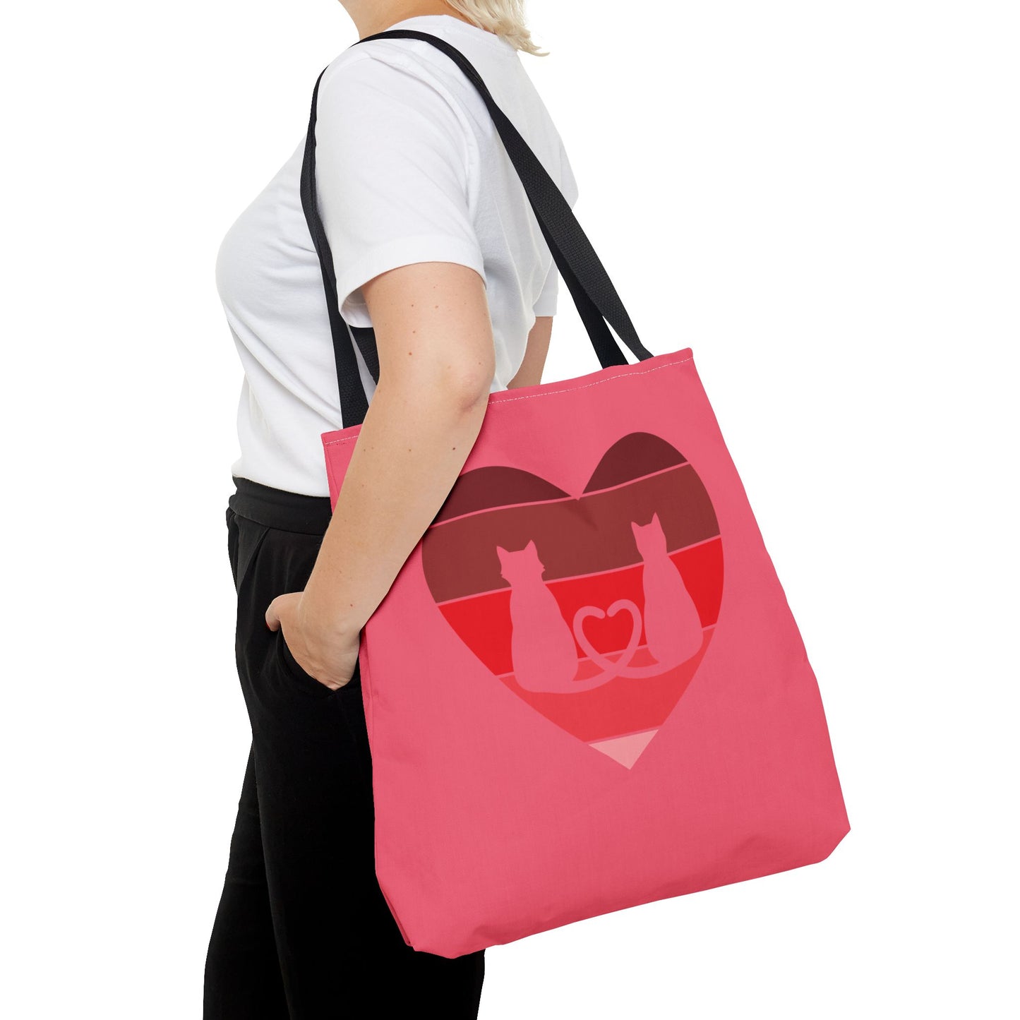 Cat Tail Love Retro Heart Tote Bag