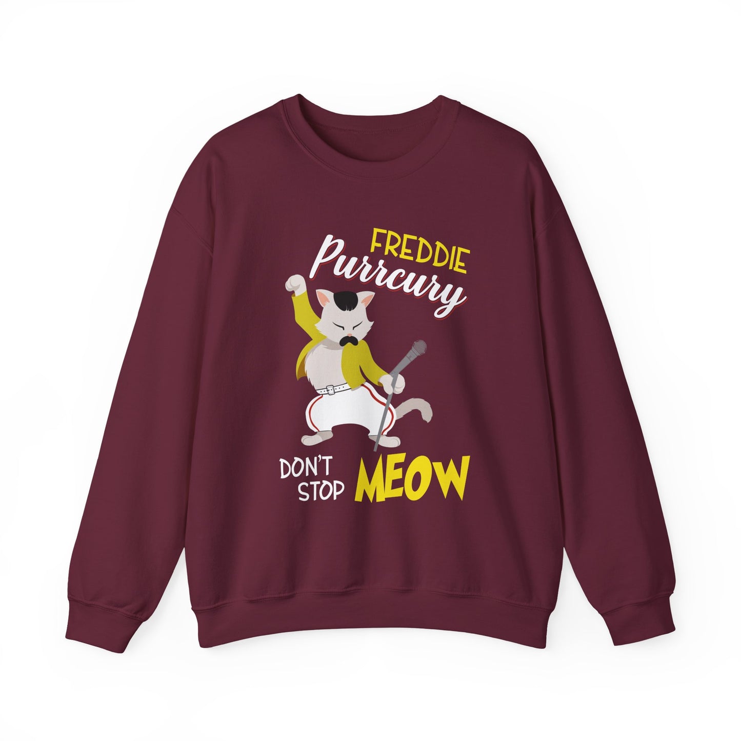 Freddie Purrcury Don’t Stop Meow Crewneck Sweatshirt