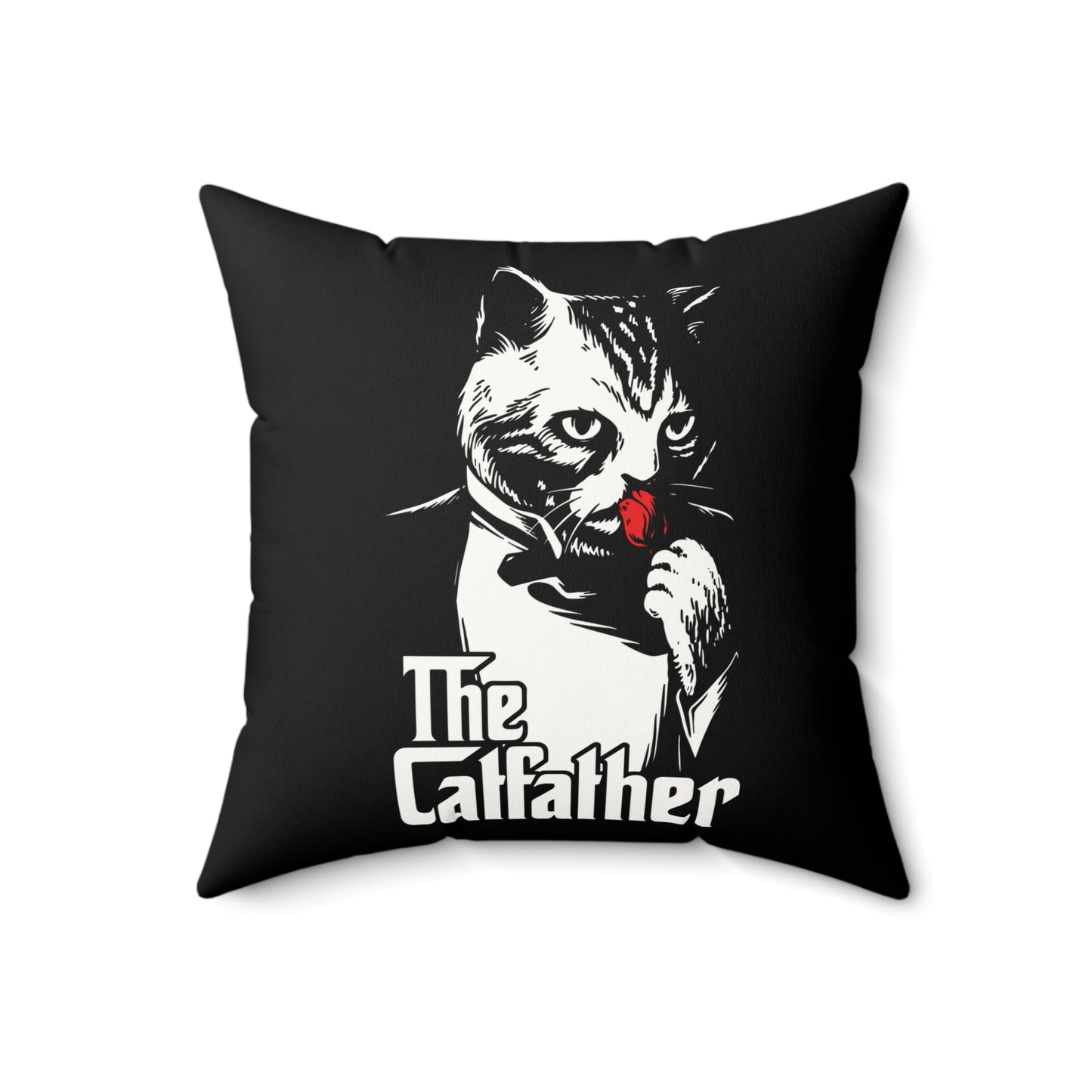 The Catfather Faux Suede Square Pillow