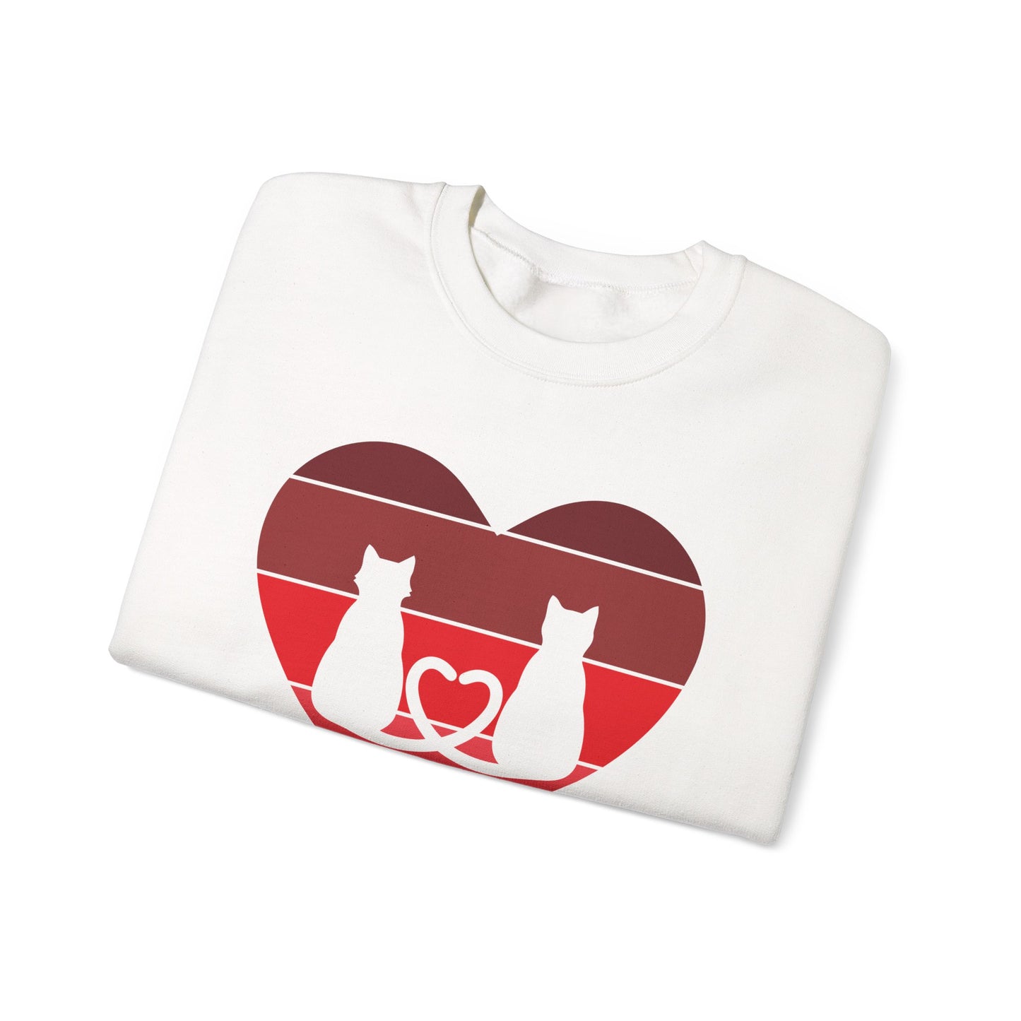 Cat Tail Love Retro Heart Crewneck Sweatshirt