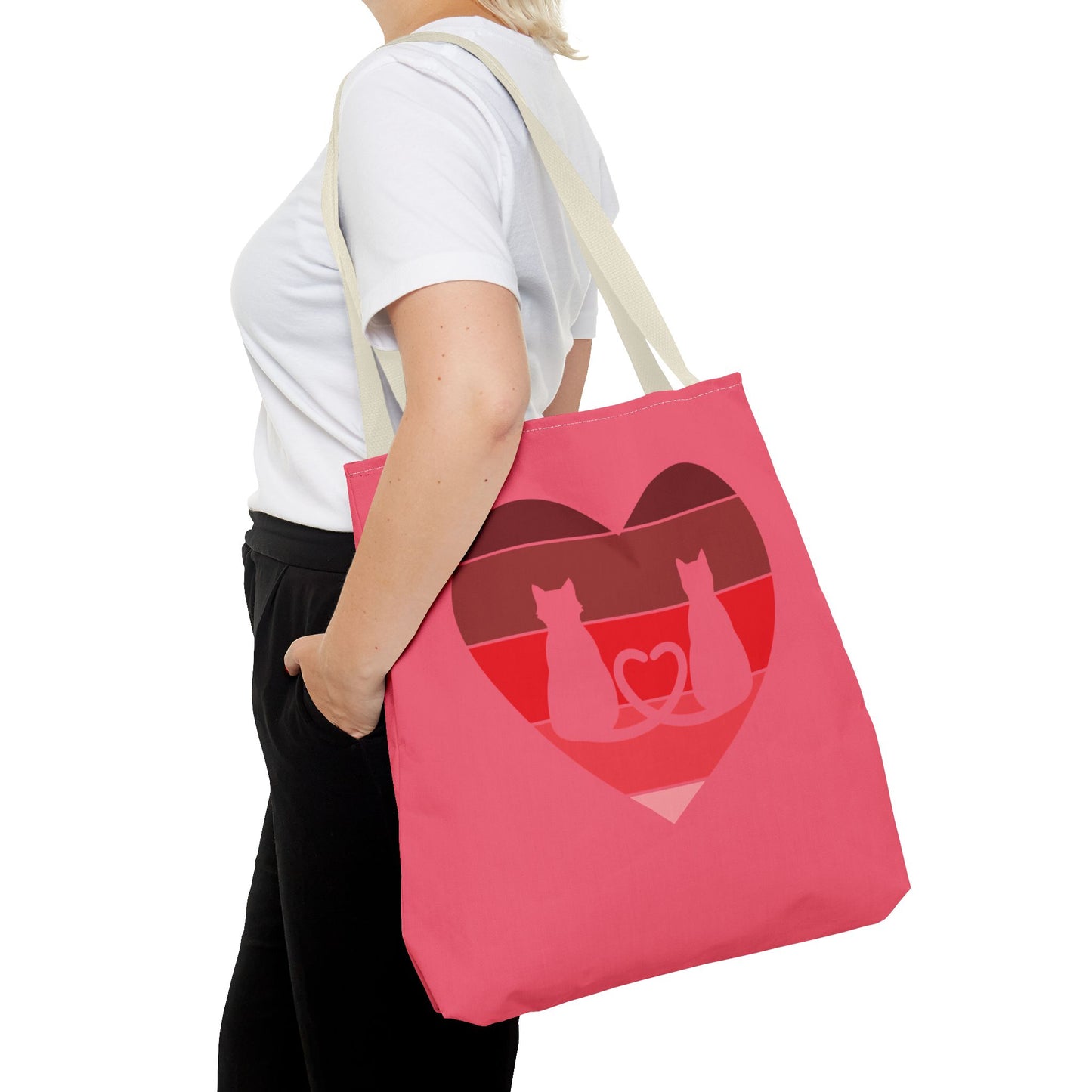 Cat Tail Love Retro Heart Tote Bag
