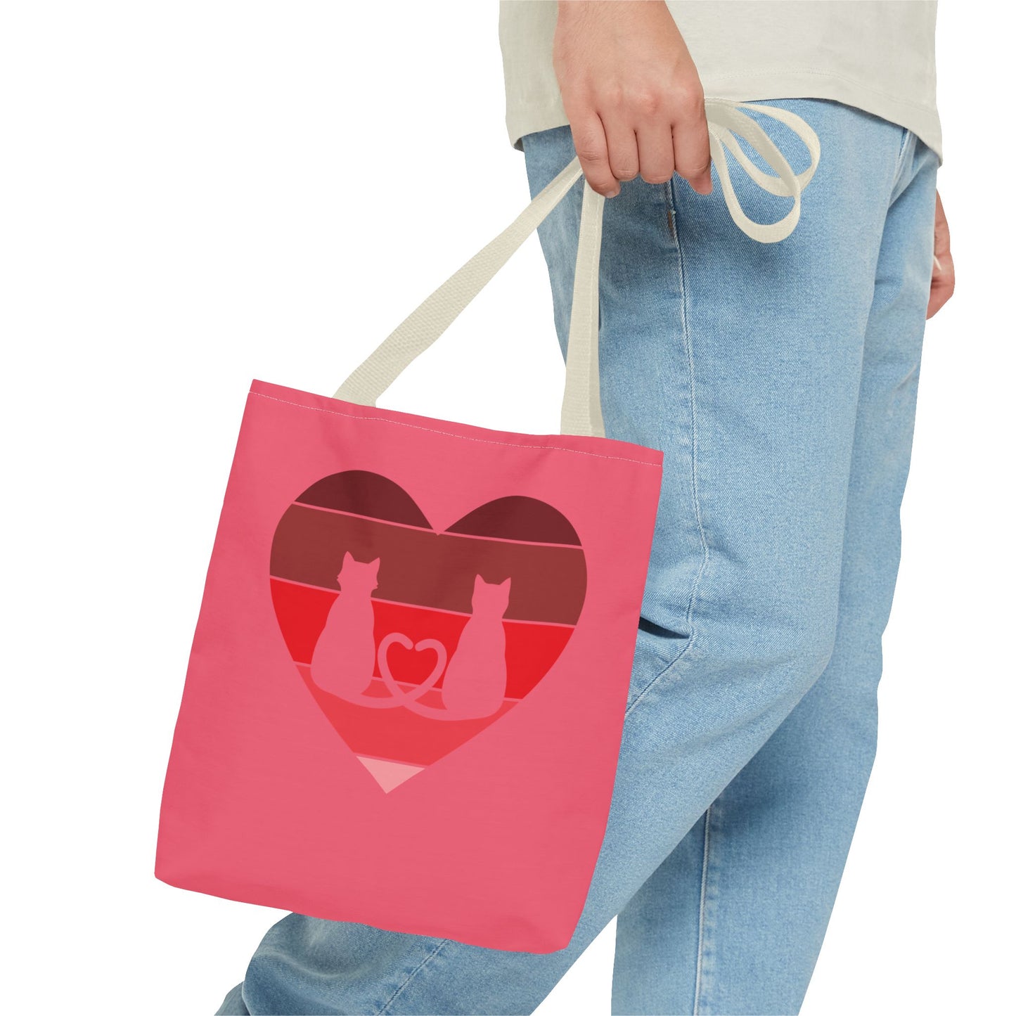 Cat Tail Love Retro Heart Tote Bag