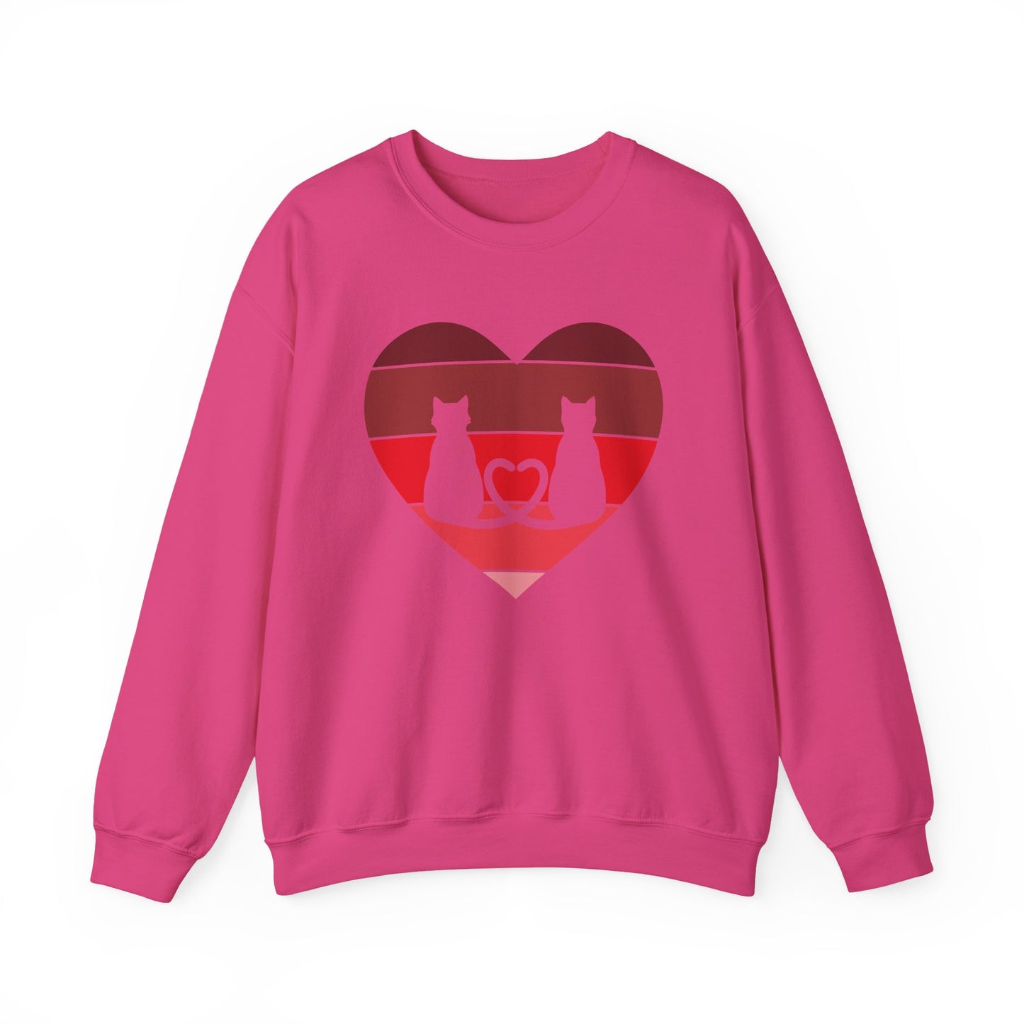 Cat Tail Love Retro Heart Crewneck Sweatshirt