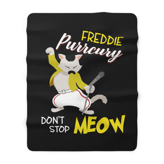 Freddie Purrcury Don't Stop Meow Sherpa Fleece Blanket