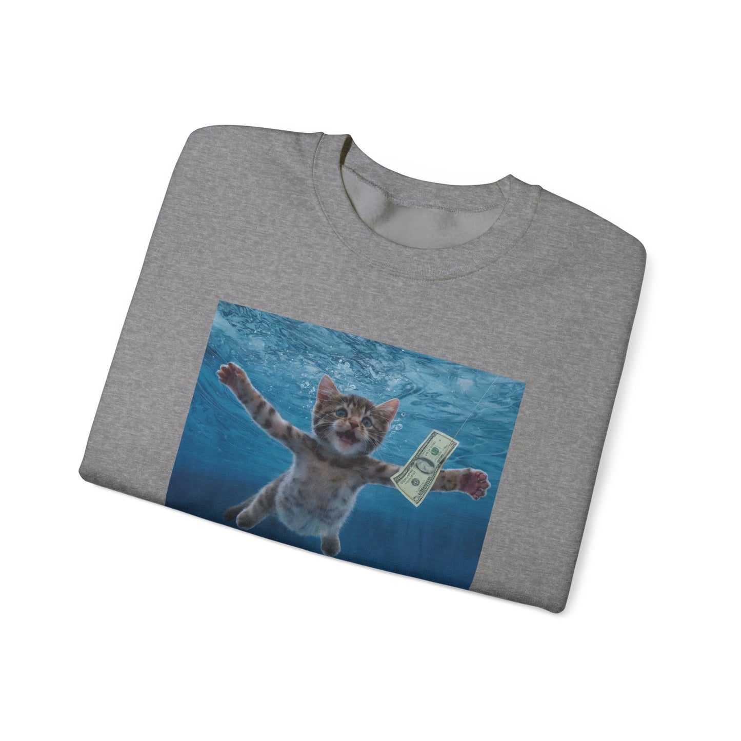 Purrvana Nevermeow Album Cover Crewneck Sweatshirt