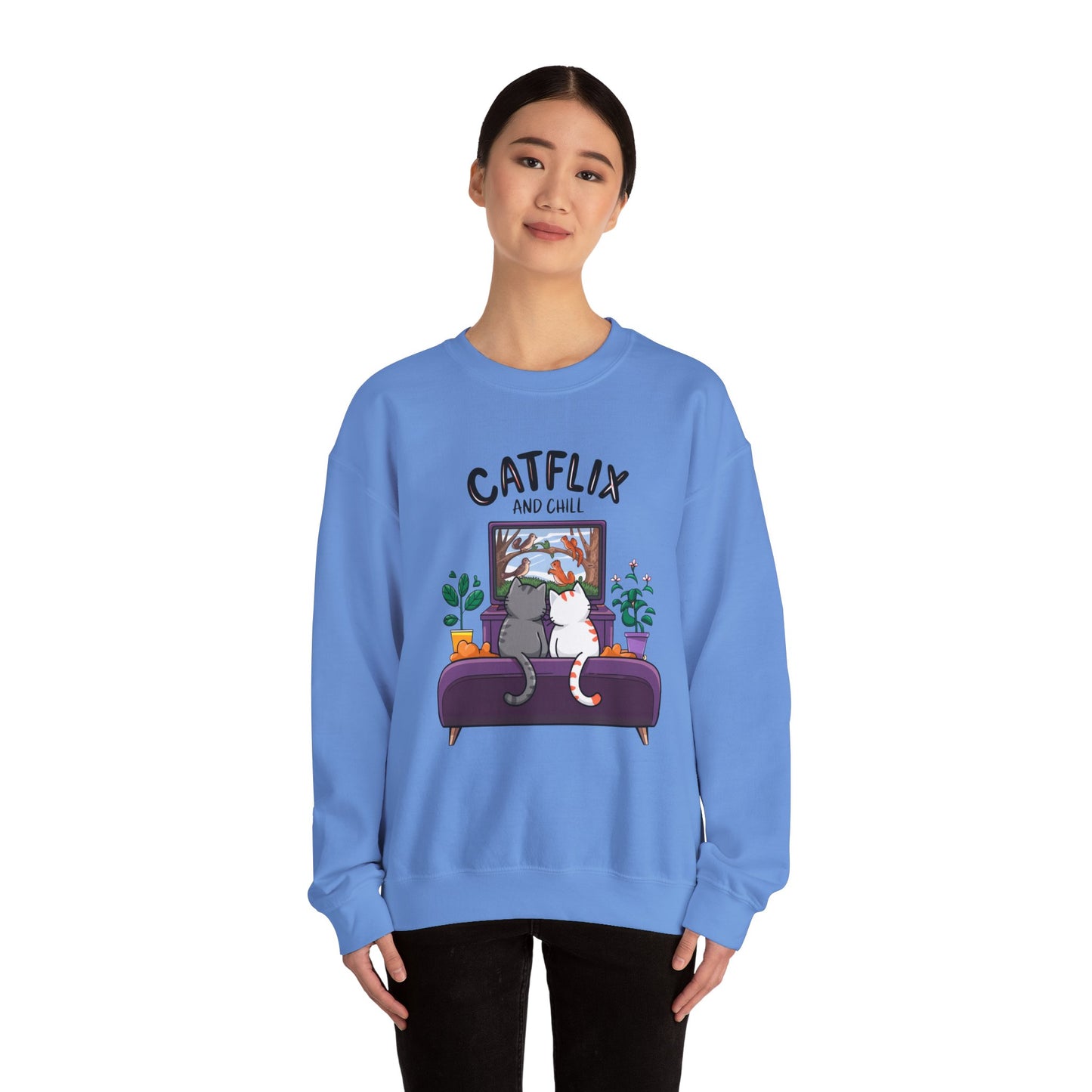 Catflix And Chill Crewneck Sweatshirt