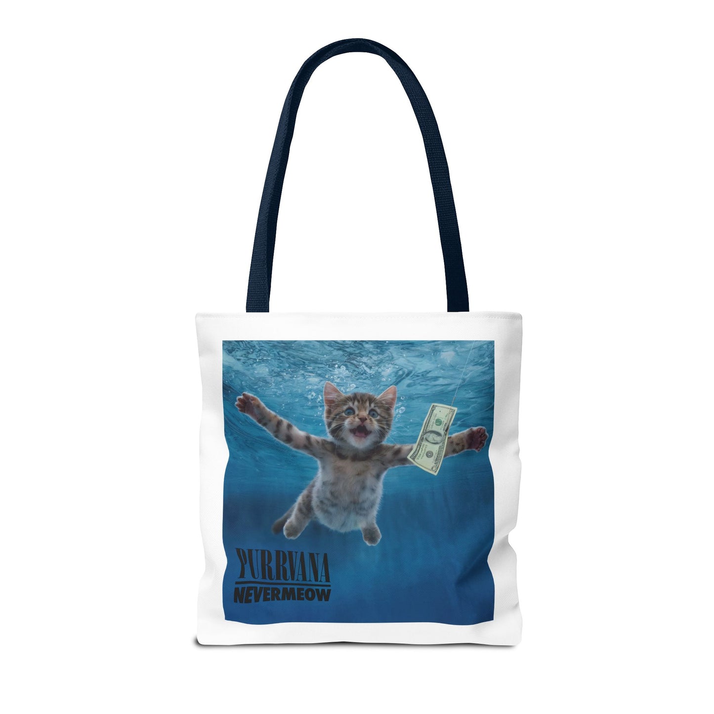 Purrvana Nevermeow Album Cover Tote Bag