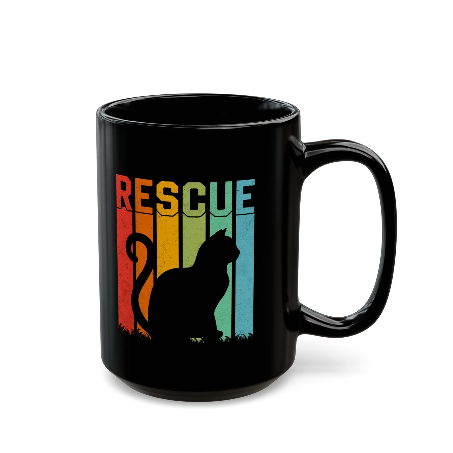 Retro Rescue Cat Black Coffee Mug