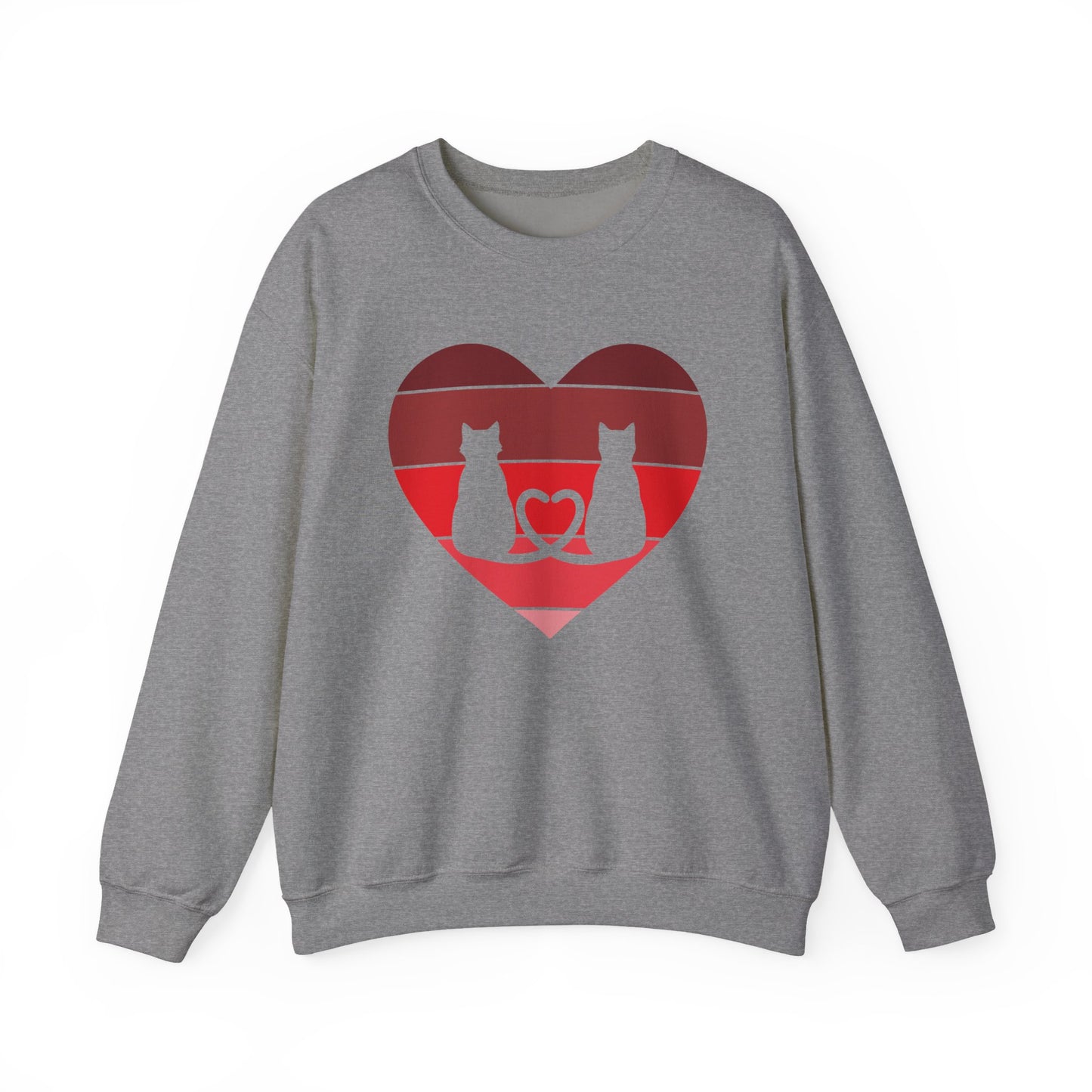 Cat Tail Love Retro Heart Crewneck Sweatshirt
