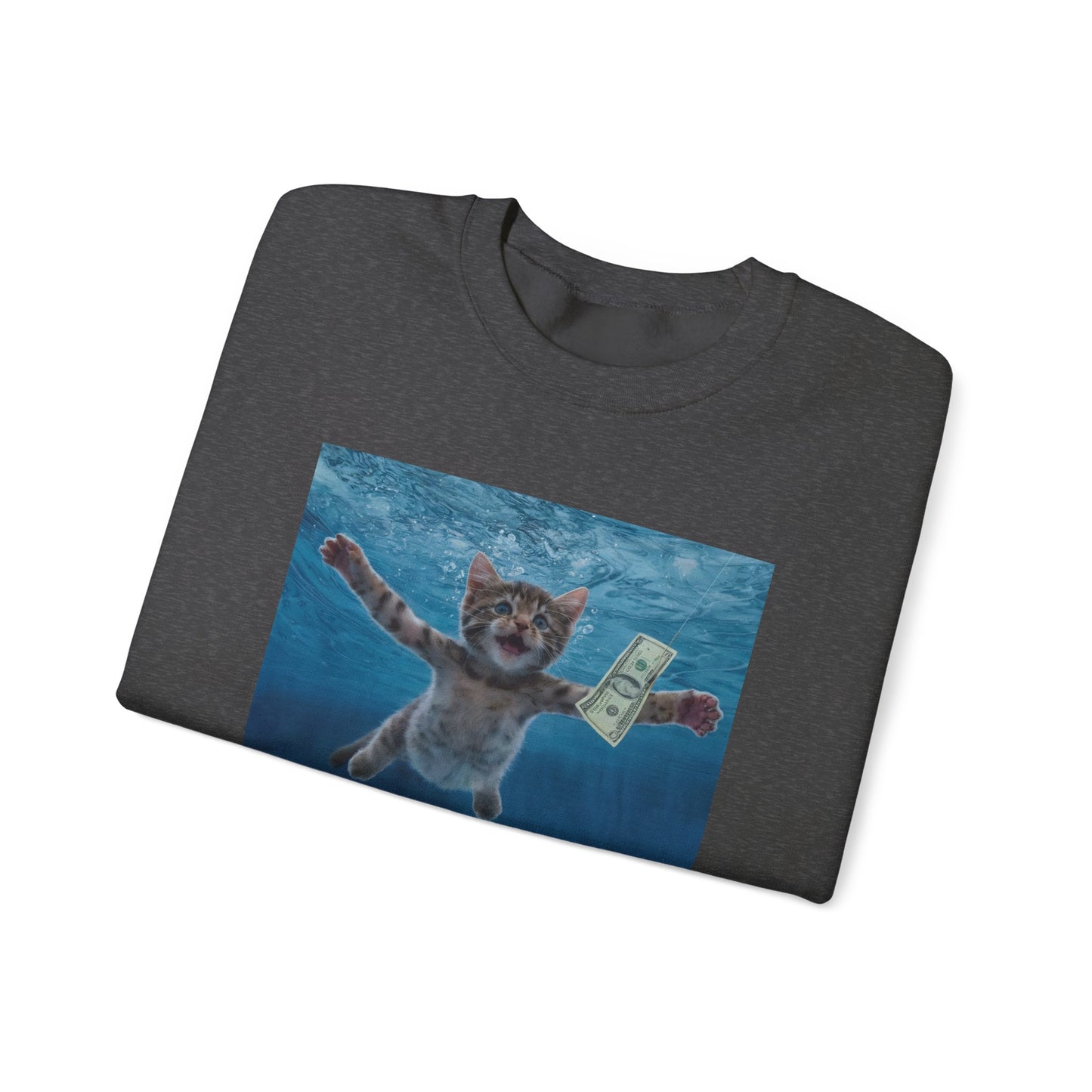 Purrvana Nevermeow Album Cover Crewneck Sweatshirt