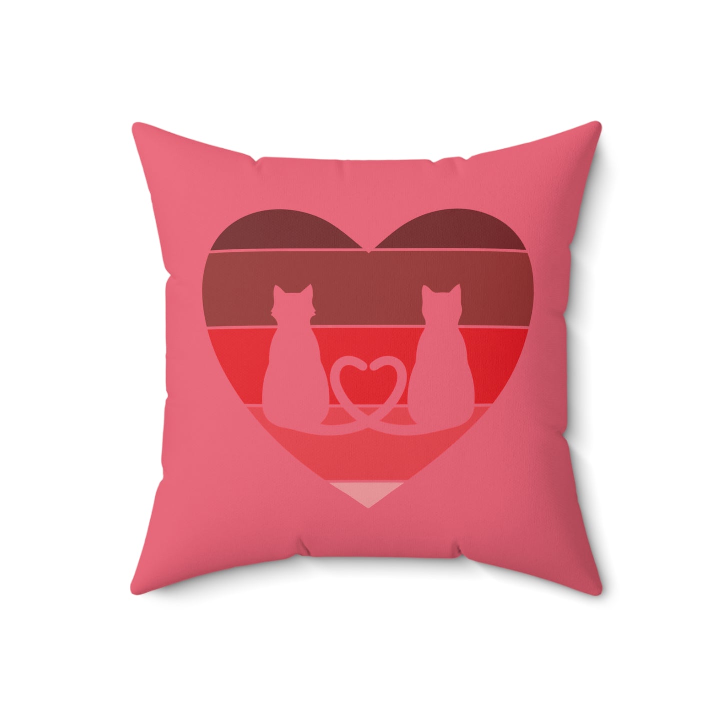 Cat Tail Love Retro Heart Faux Suede Square Pillow