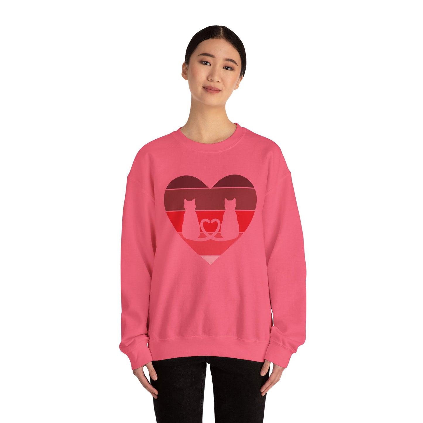 Cat Tail Love Retro Heart Crewneck Sweatshirt