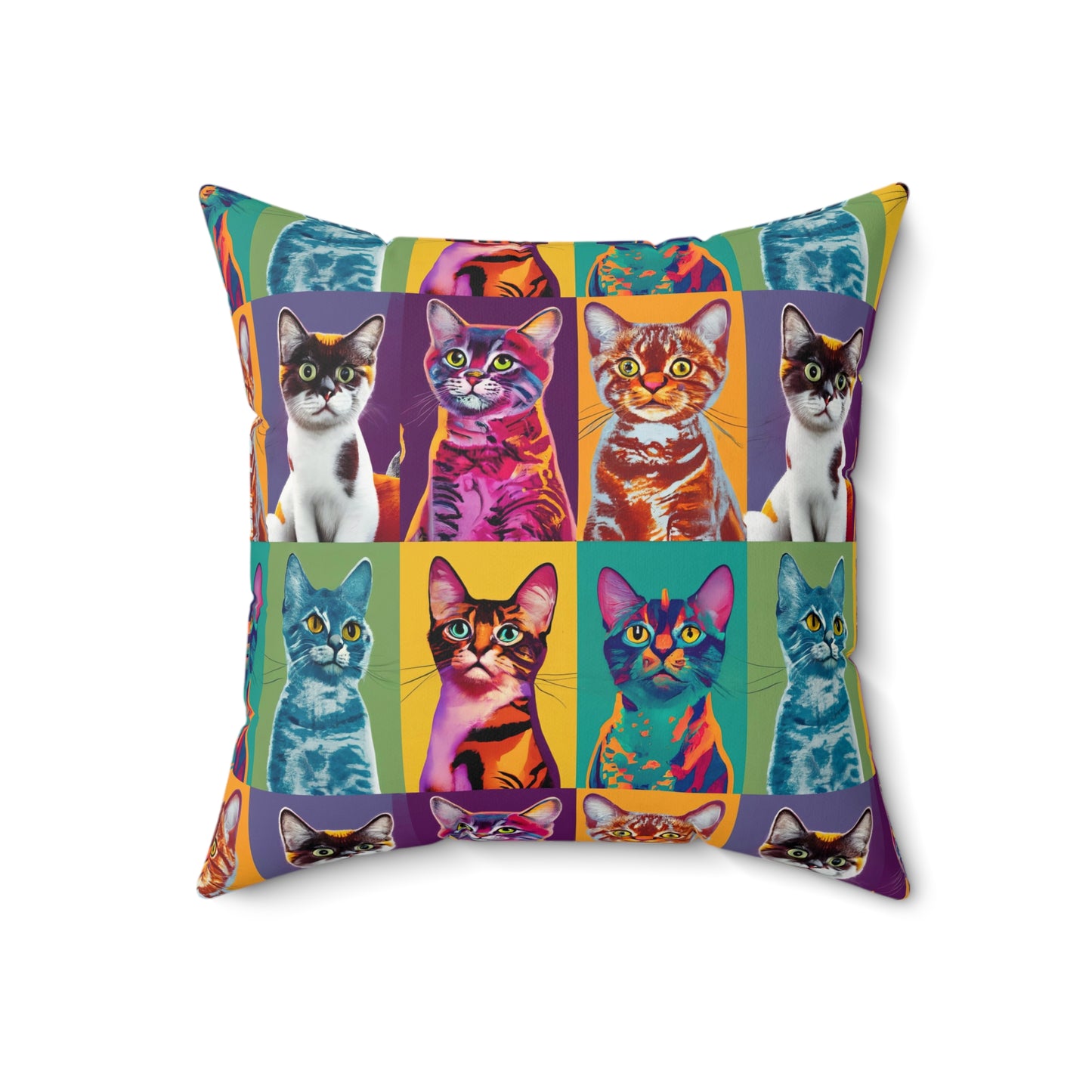 Catty Warhol Faux Suede Square Pillow